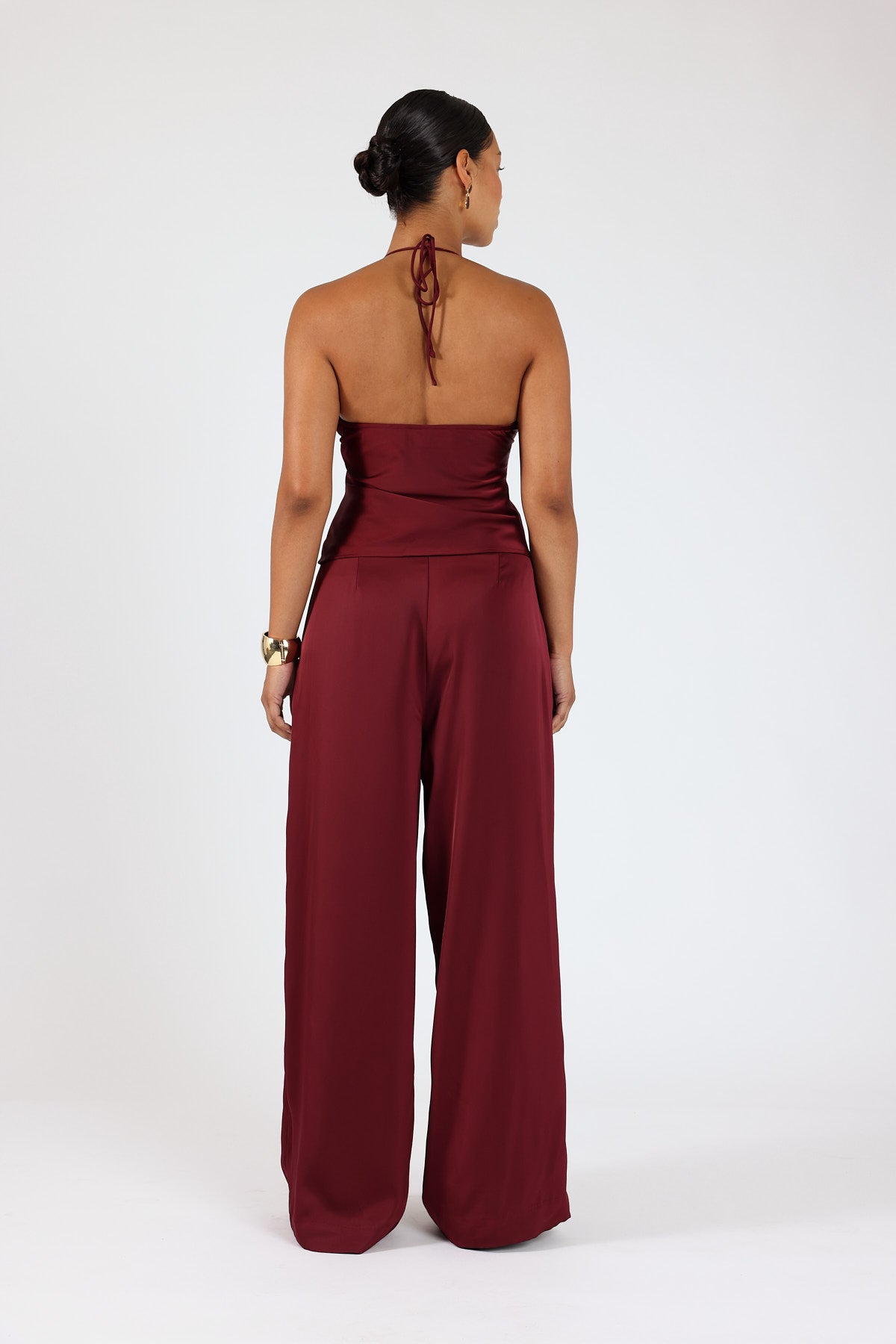 Perfect Stranger Gia Satin Halter Top Burgundy