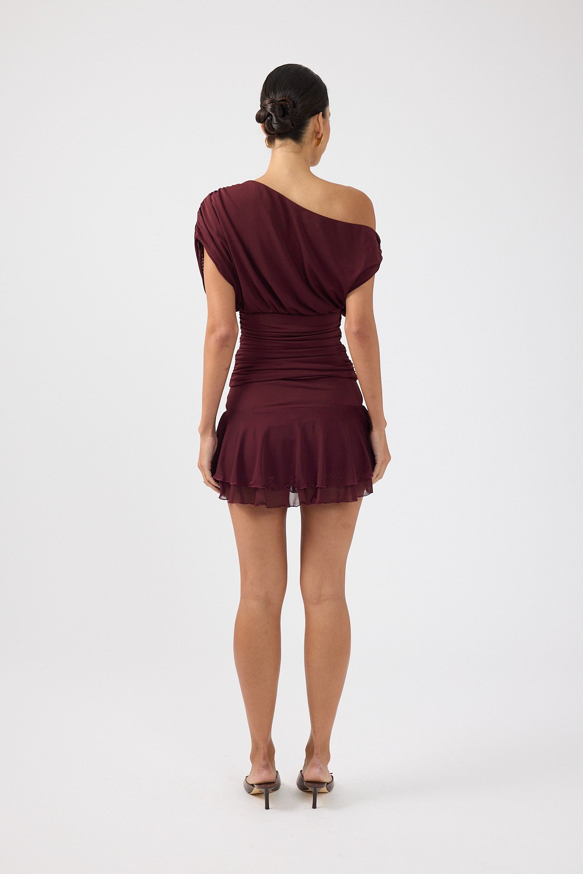 Perfect Stranger Vionne Mesh Off Shoulder Top Plum