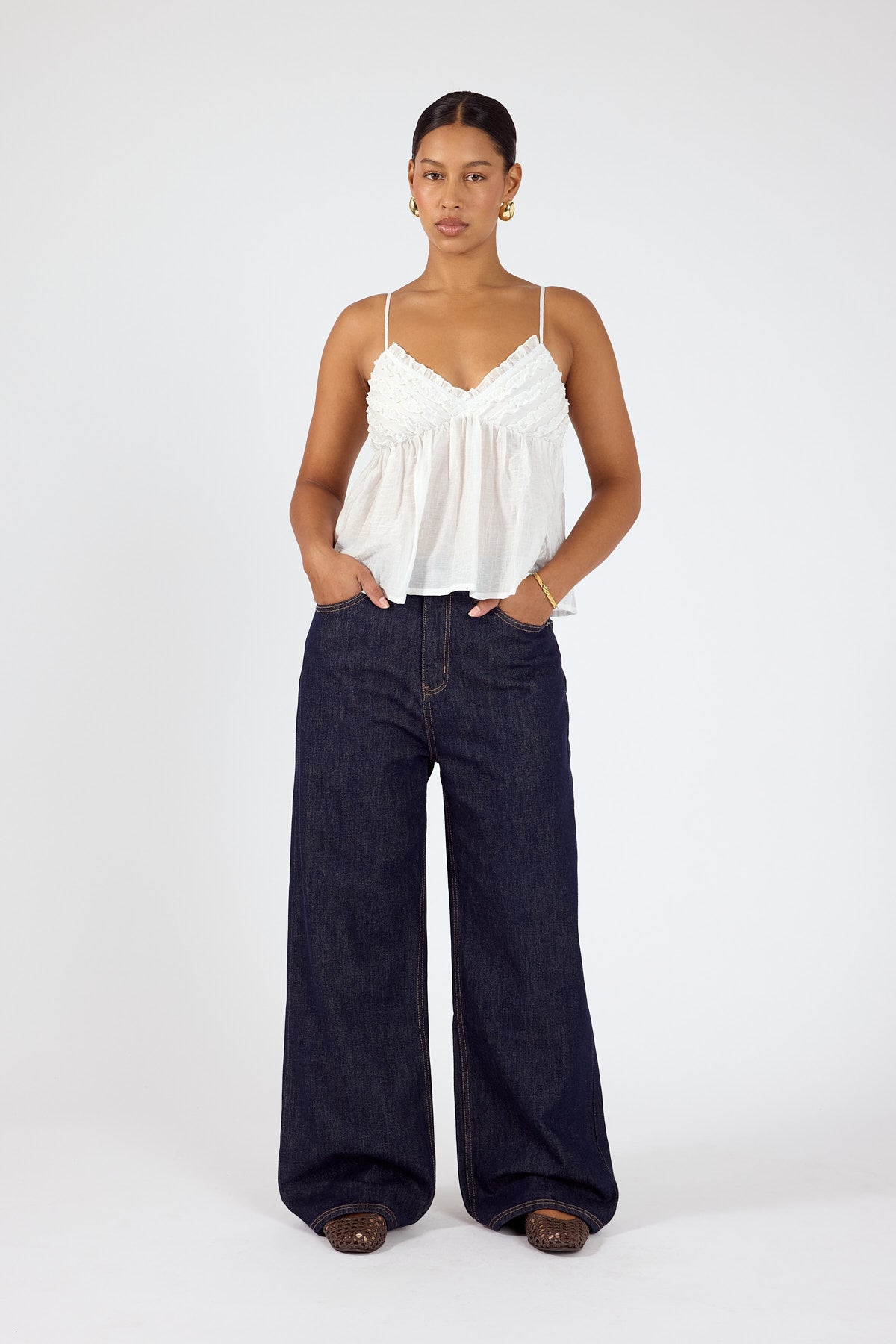 Perfect Stranger Klara Frill Cami Top White