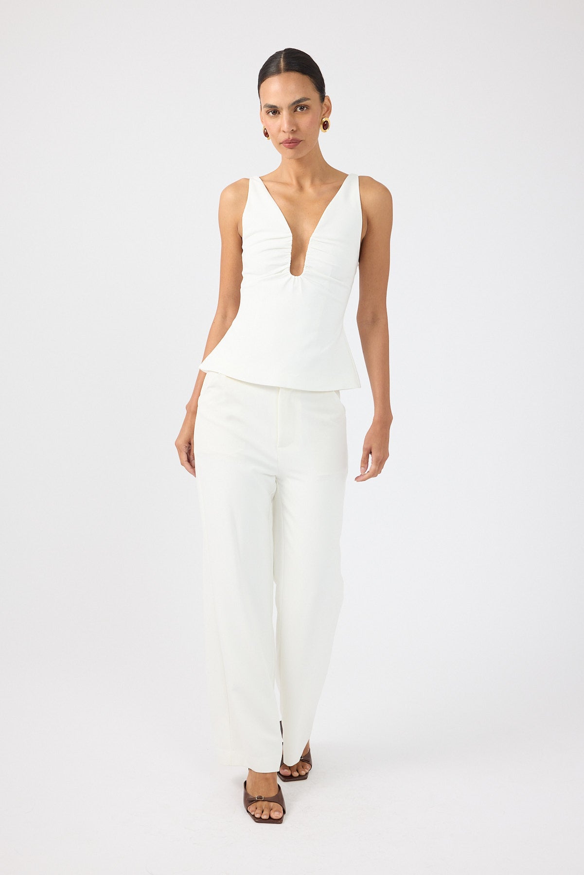 Perfect Stranger Lori Petite High Rise Pants White