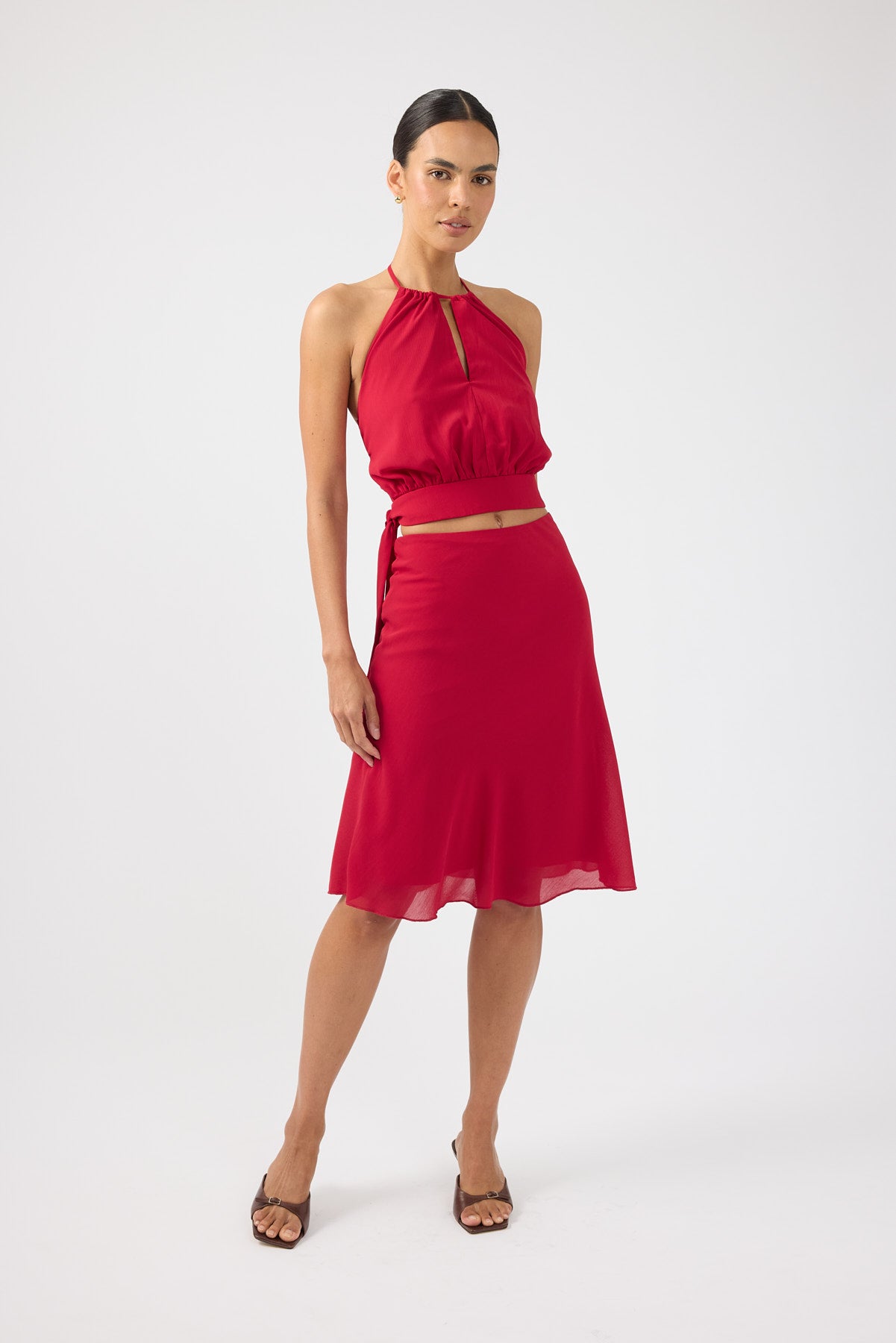 Perfect Stranger Stella Midi Skirt Red