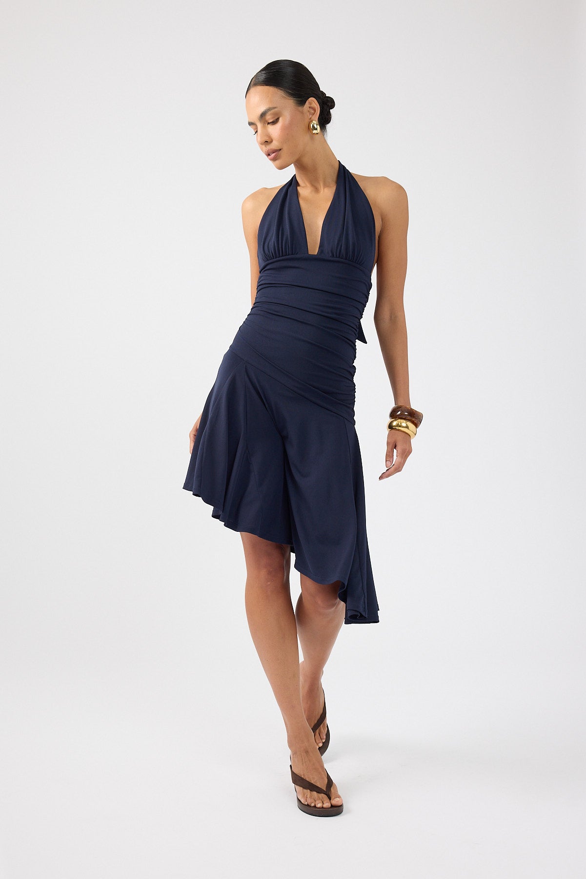 Perfect Stranger Rory Halter Midi Dress Navy