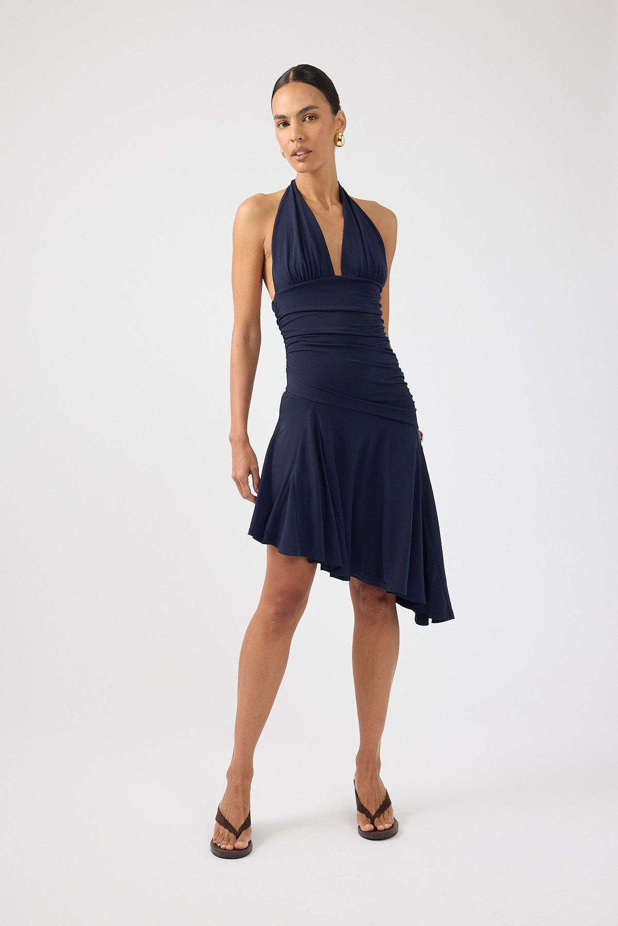 Perfect Stranger Rory Halter Midi Dress Navy