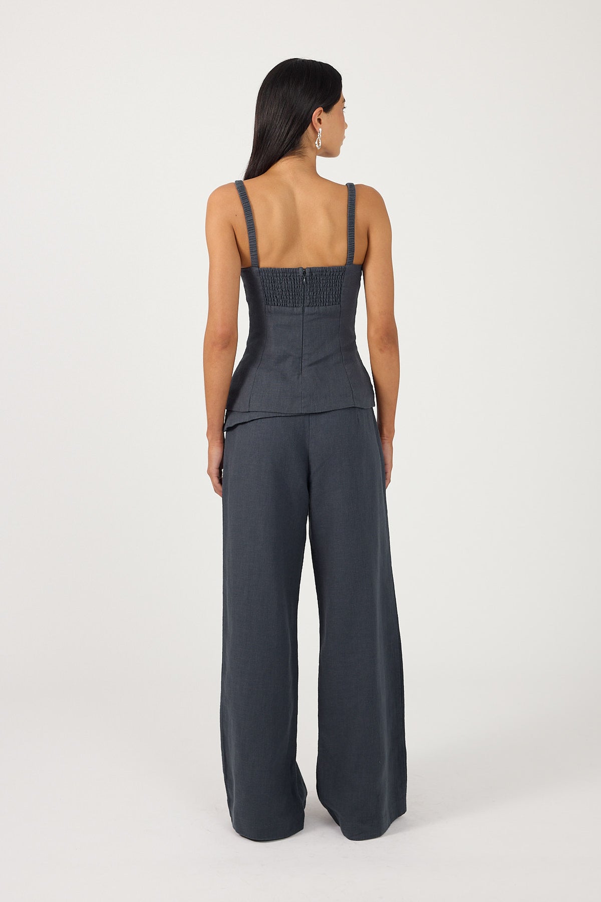 Perfect Stranger Sutton Linen Fold Over Pants Slate