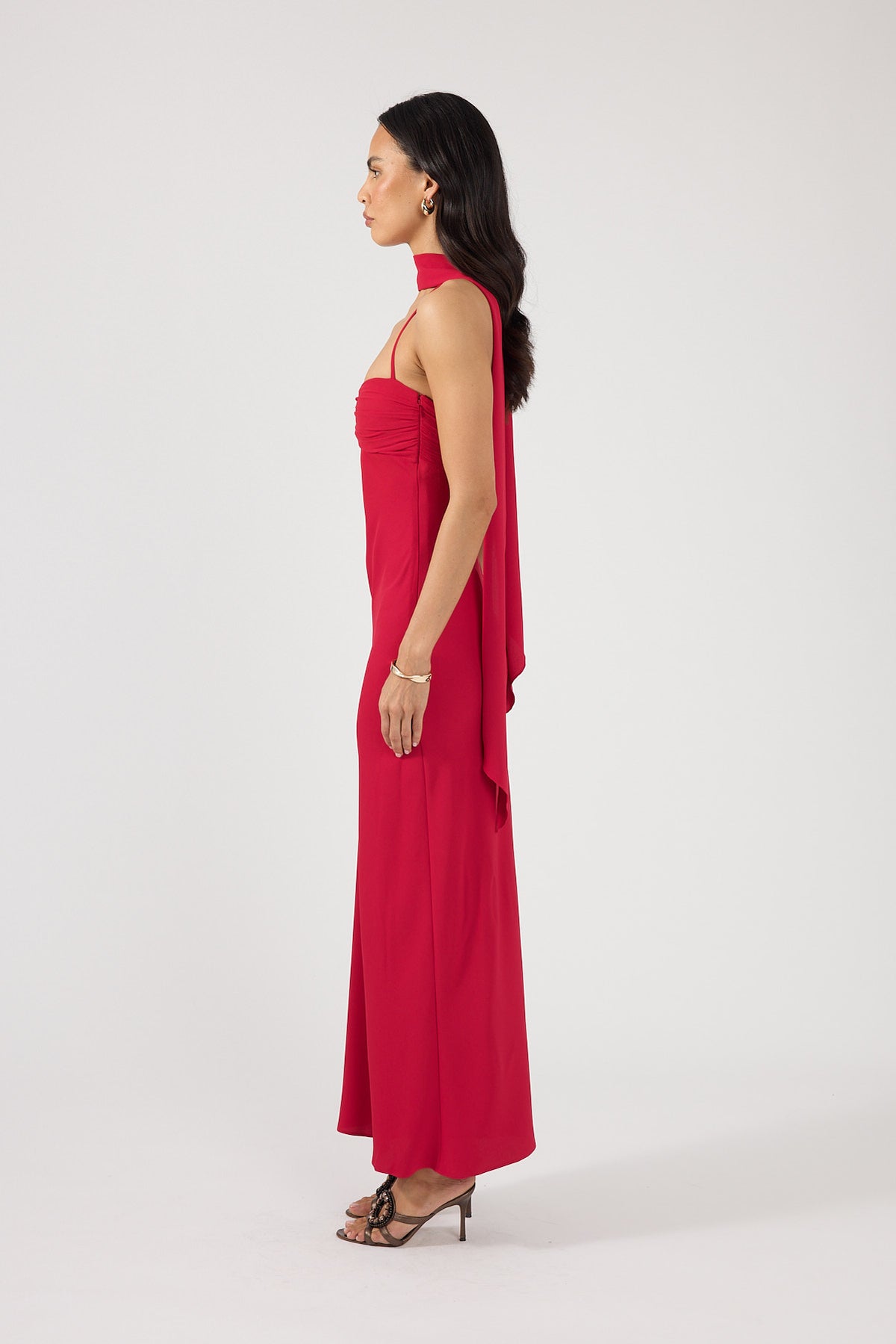 Perfect Stranger Luccia Scarf Maxi Dress Cherry Red