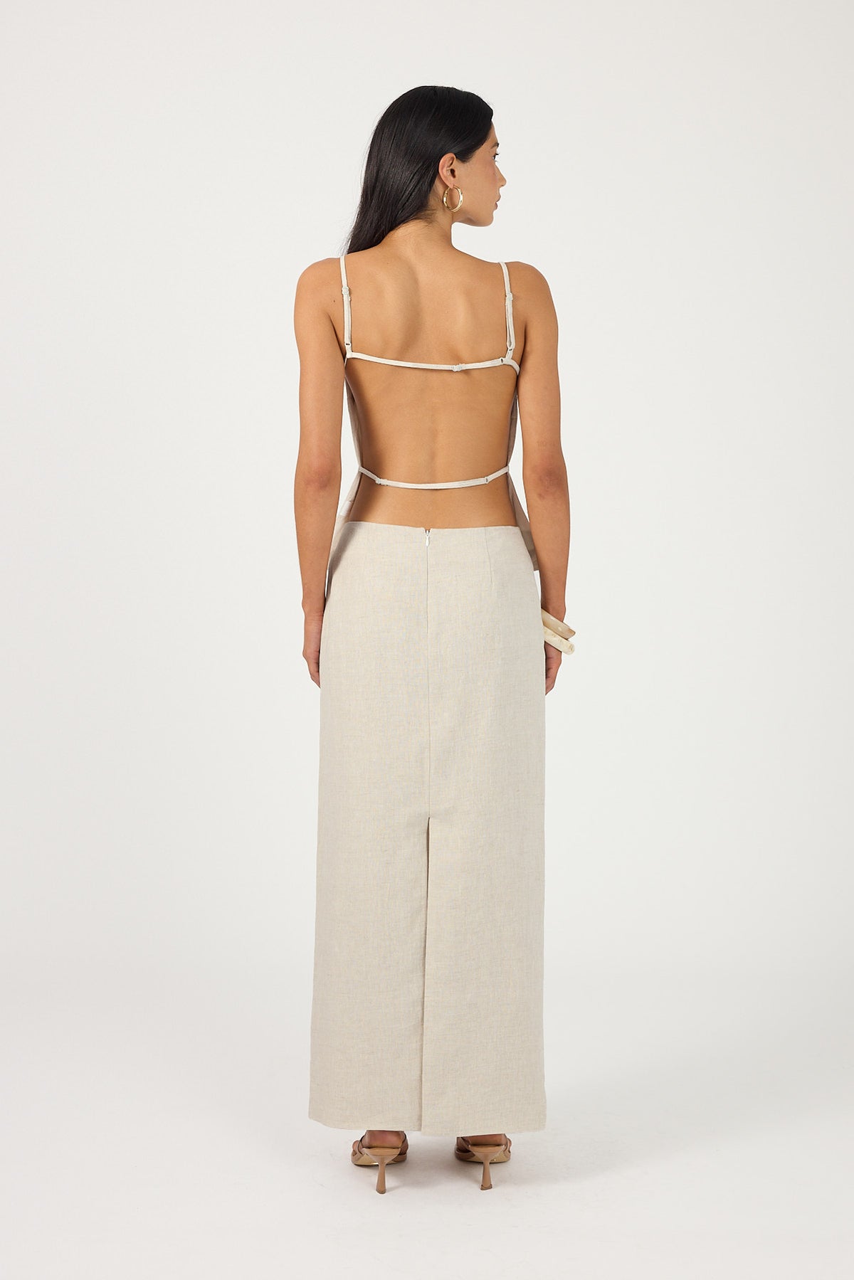 Perfect Stranger Lilah Linen Mid Rise Maxi Skirt Oat