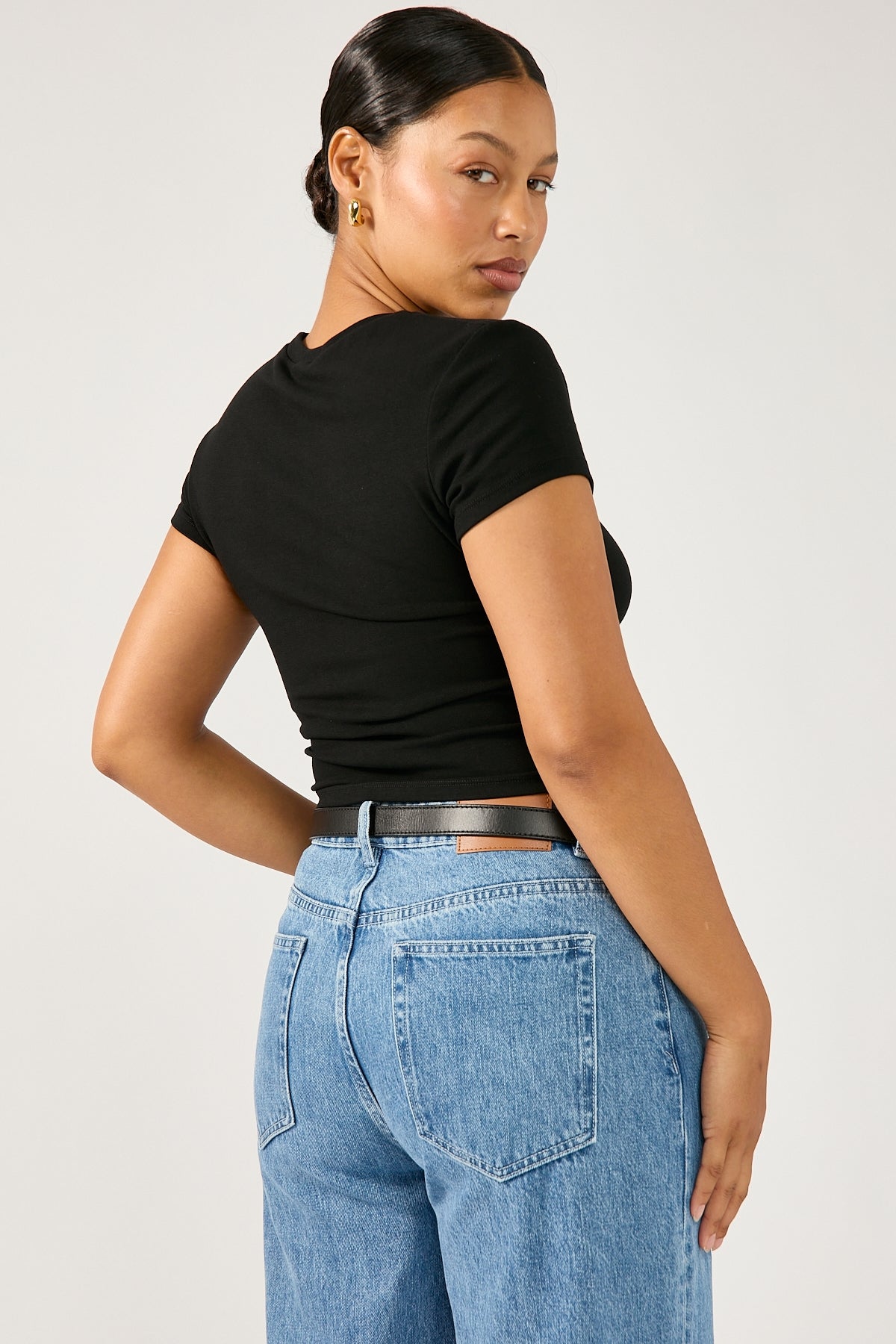 Perfect Stranger Cap Sleeve Tee Black