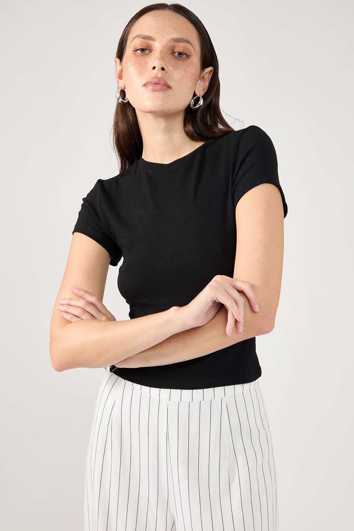 Perfect Stranger Cap Sleeve Tee Black