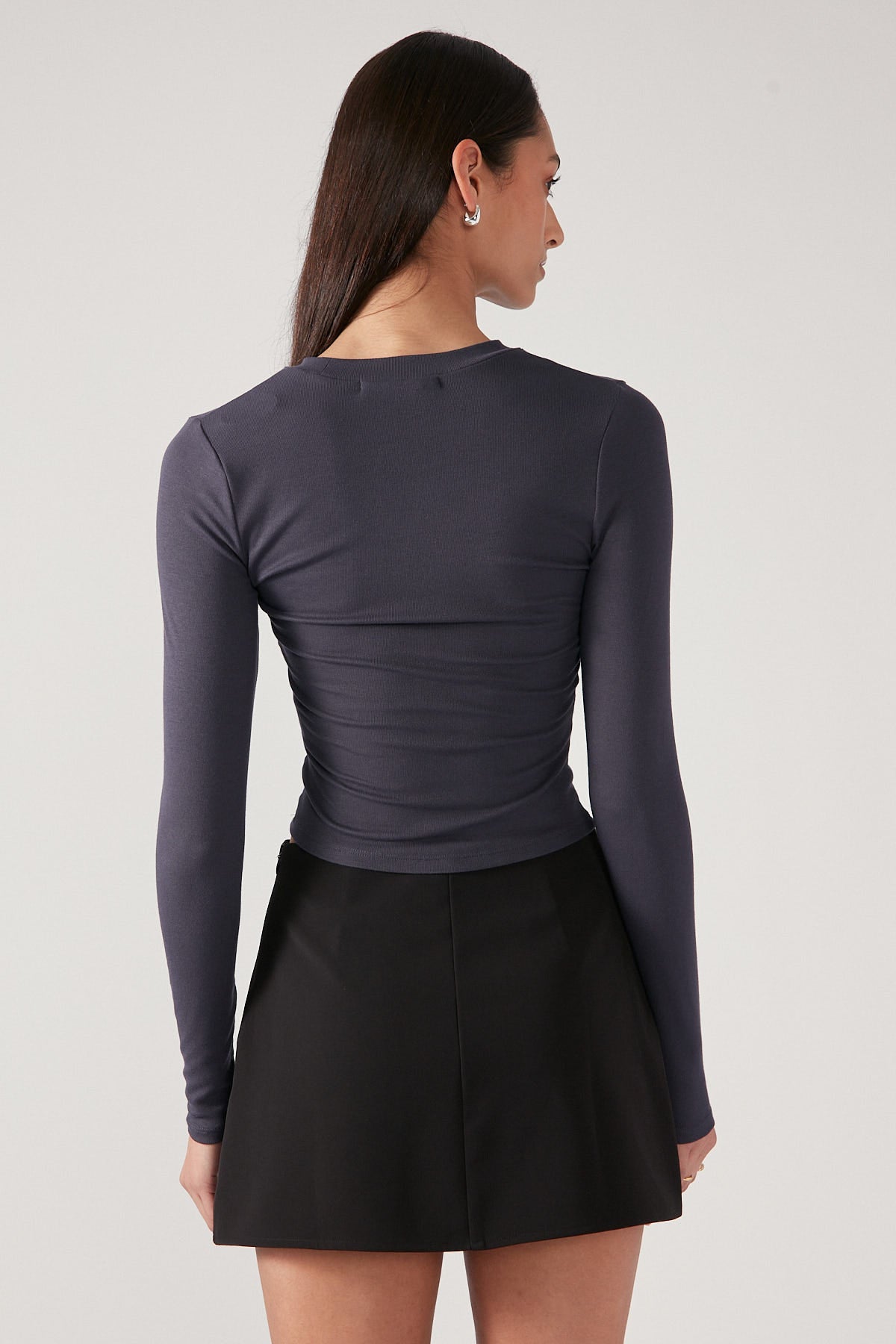 Perfect Stranger Long Sleeve Top Charcoal