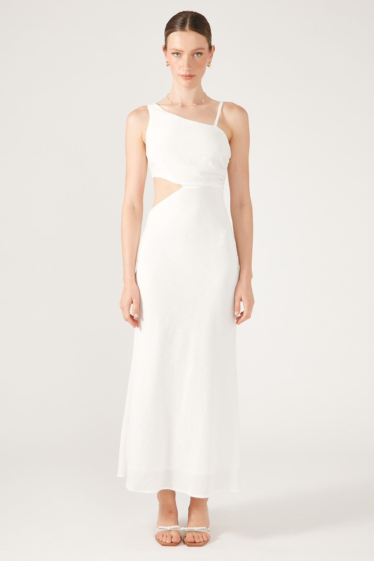 Perfect Stranger Golden Hour Textured Midi Dress White