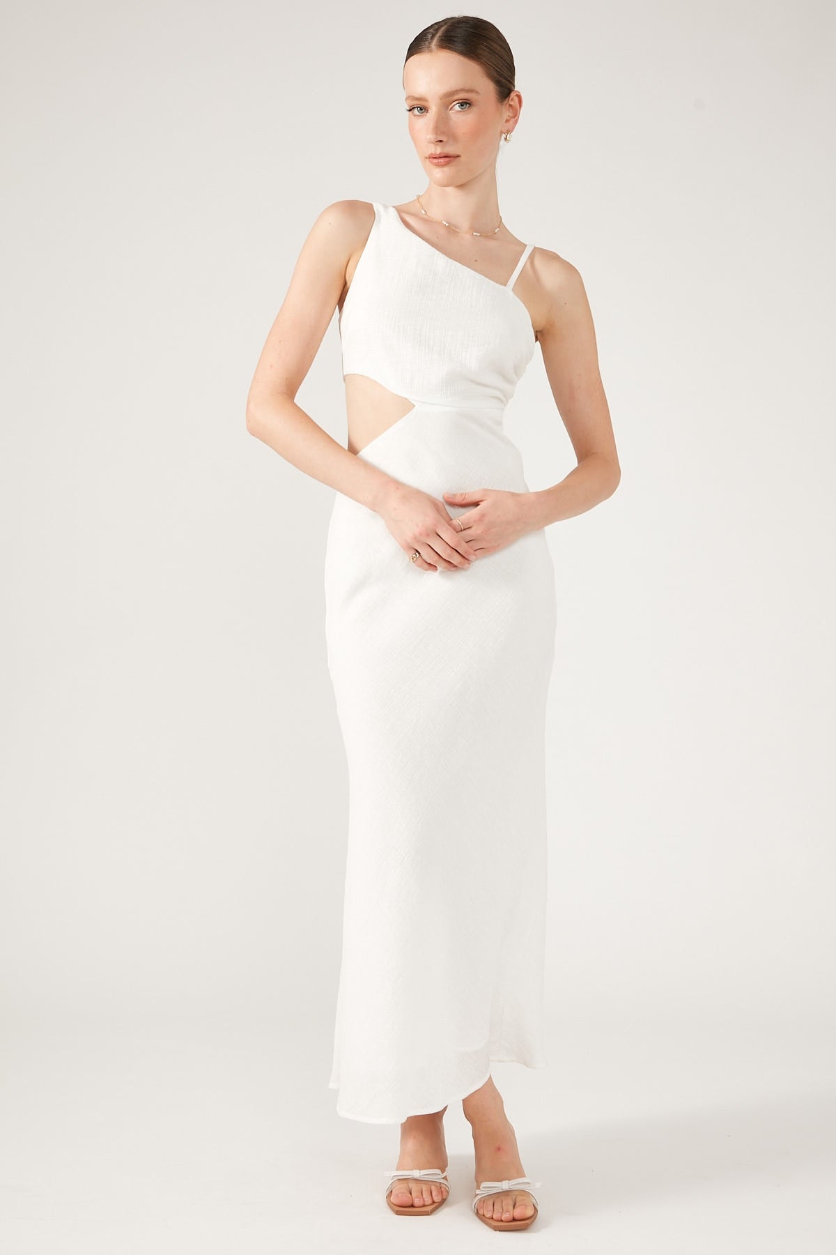 Perfect Stranger Golden Hour Textured Midi Dress White