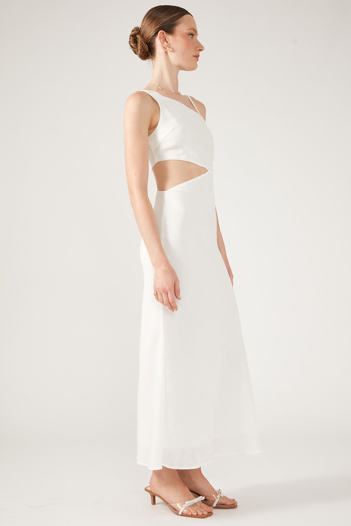 Perfect Stranger Golden Hour Textured Midi Dress White