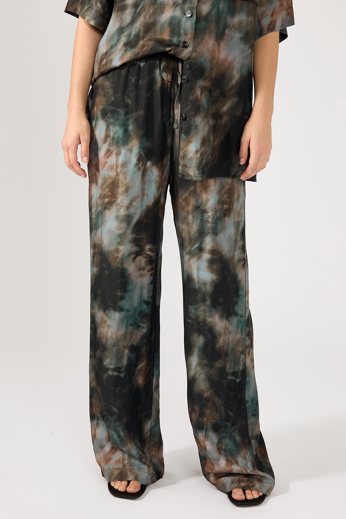 Perfect Stranger Marble Rain Cupro Pant Black Print
