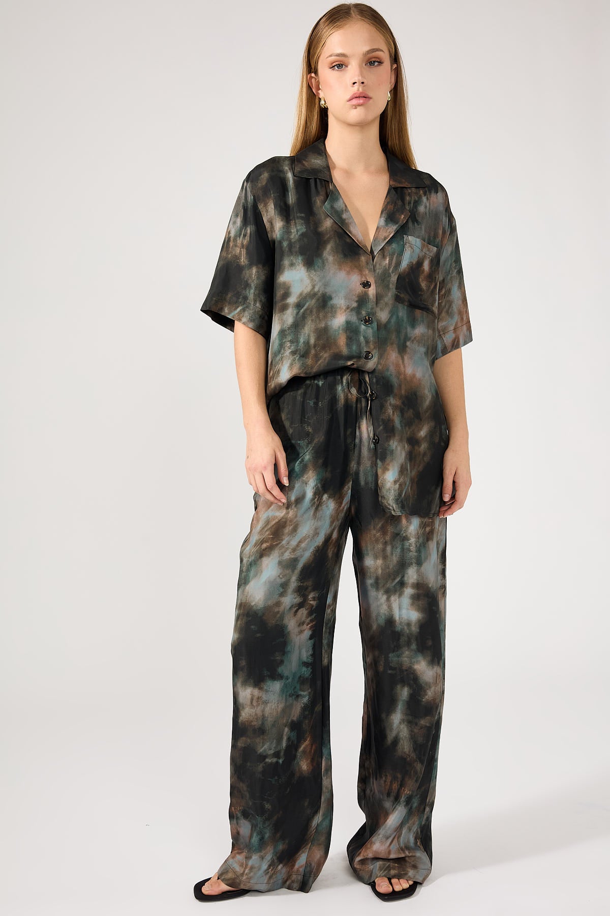 Perfect Stranger Marble Rain Cupro Pant Black Print