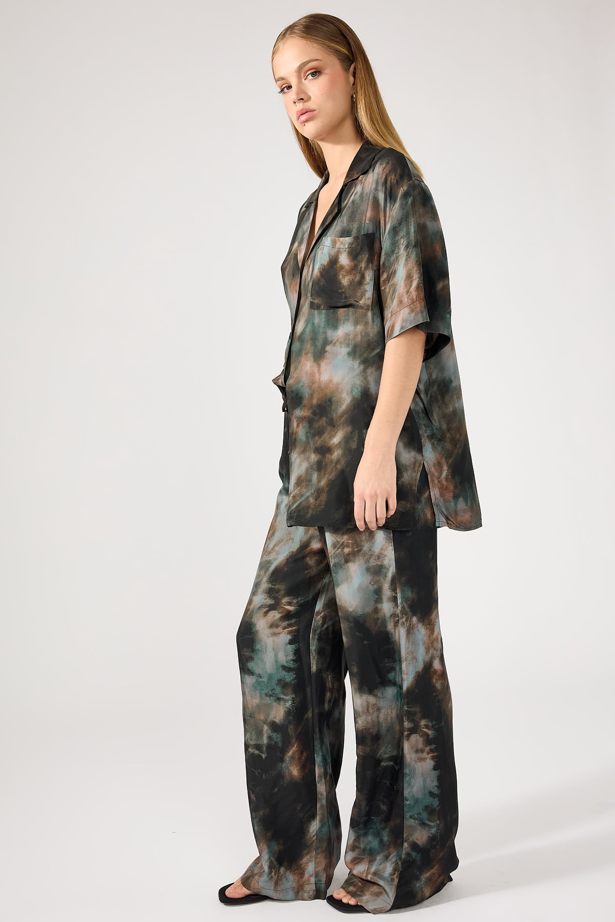 Perfect Stranger Marble Rain Cupro Pant Black Print