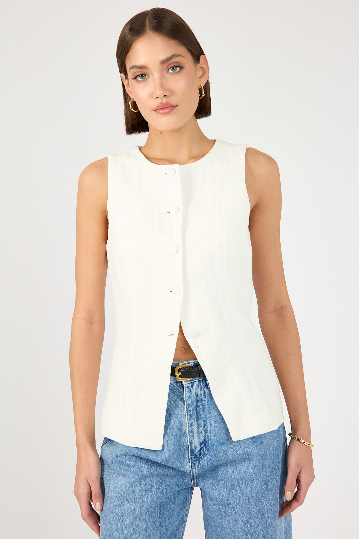 Perfect Stranger Menorca Long Line Vest White