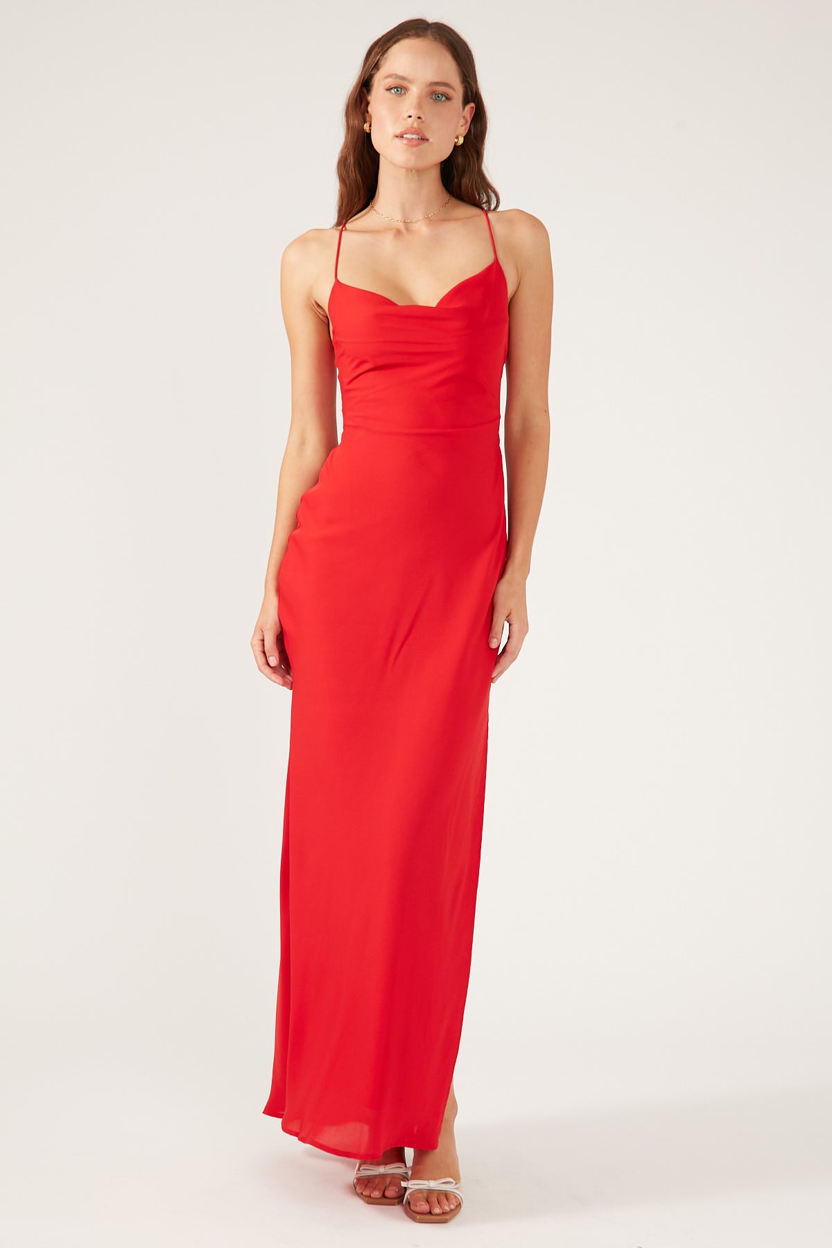 Perfect Stranger Evie Chiffon Maxi Dress Red