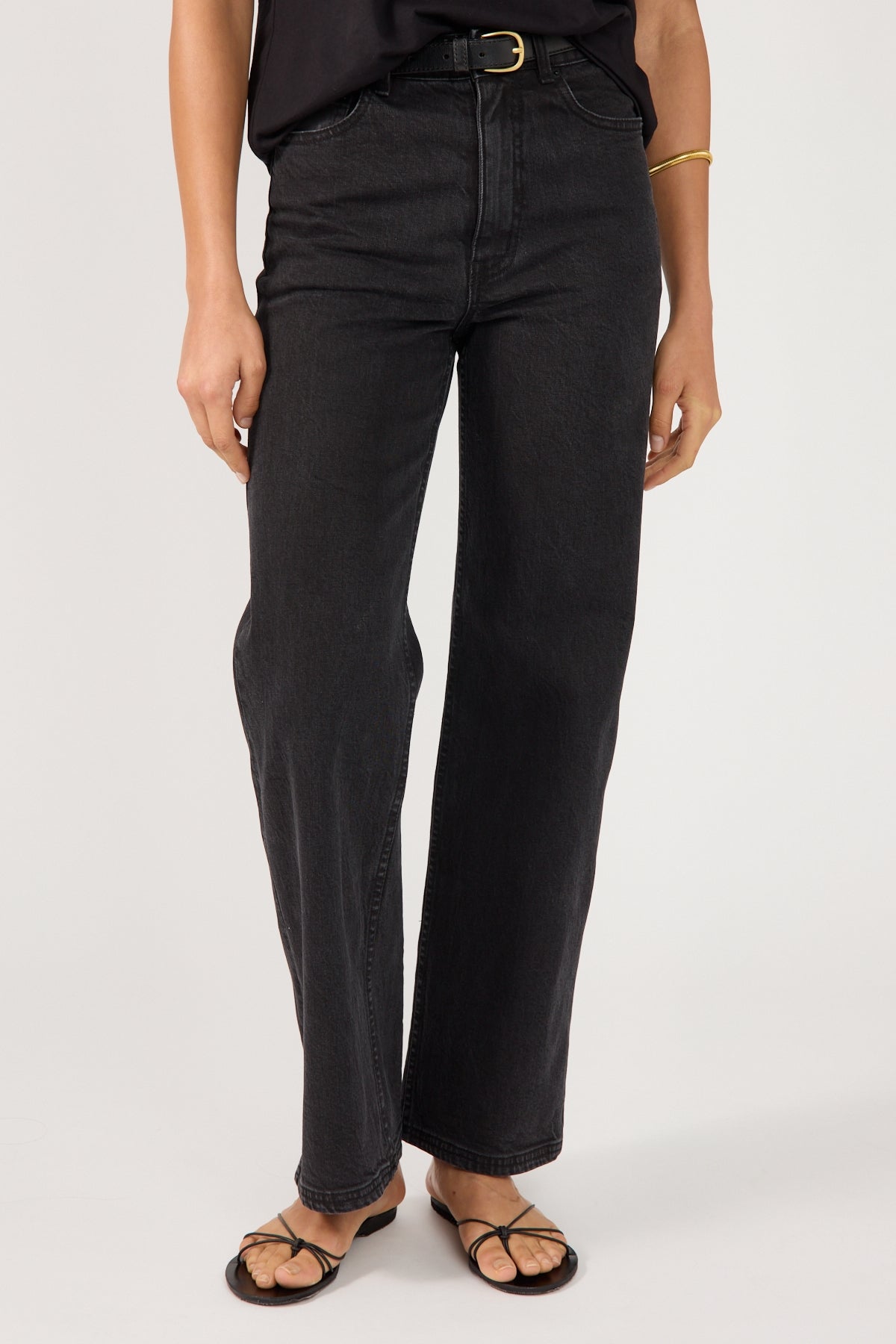 Perfect Stranger High Rise Wide Leg Jean Washed Black Washed Black