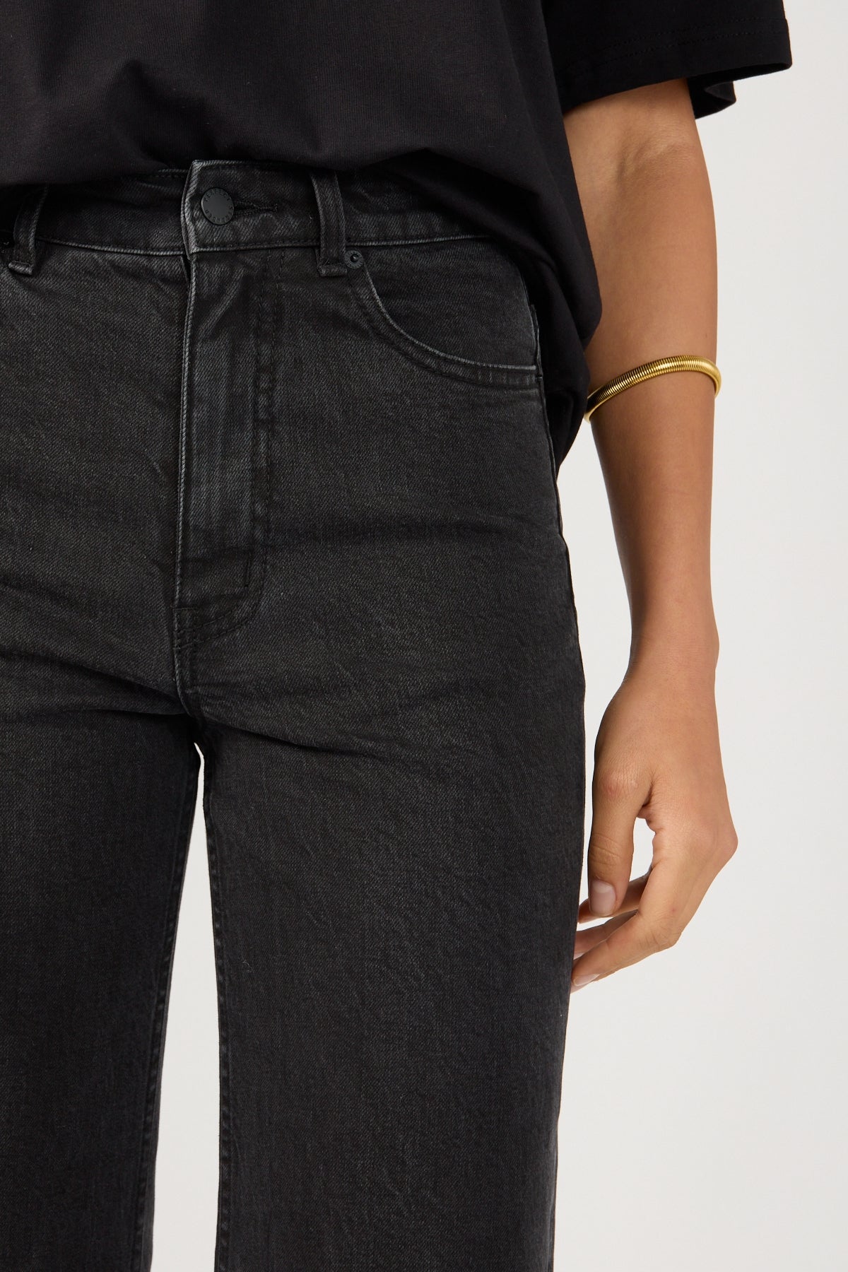 Perfect Stranger High Rise Wide Leg Jean Washed Black Washed Black