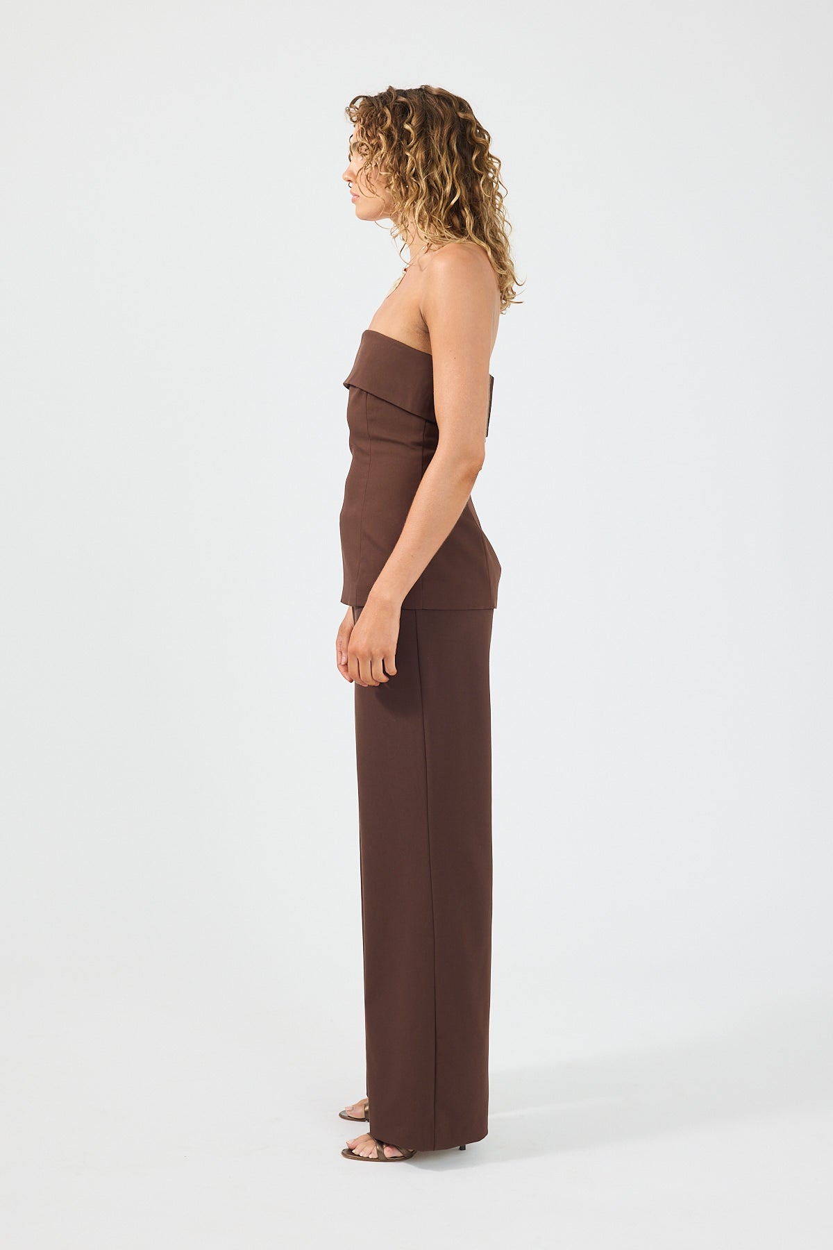 Perfect Stranger Linear Luca High Waist Tailored Pant Brown