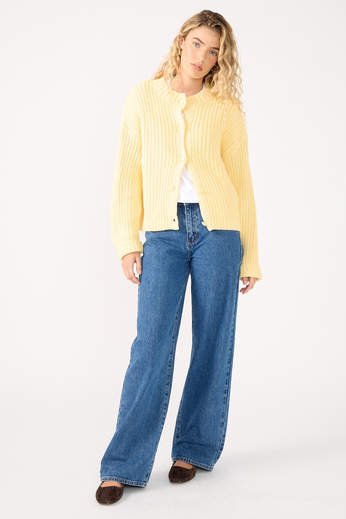 Perfect Stranger Dottie Slouch Cardigan Lemon