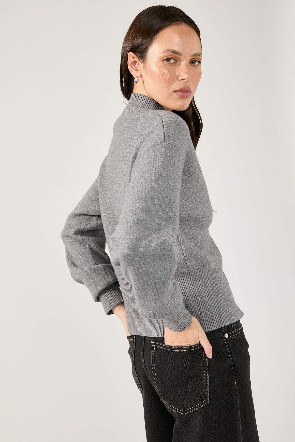 Perfect Stranger Rana Zip Up Cardigan Charcoal