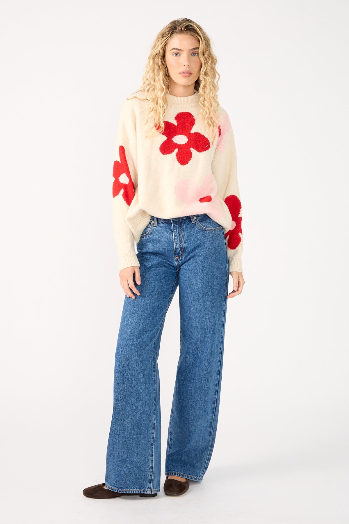 Perfect Stranger Posey Floral Knit Jumper Cream Print