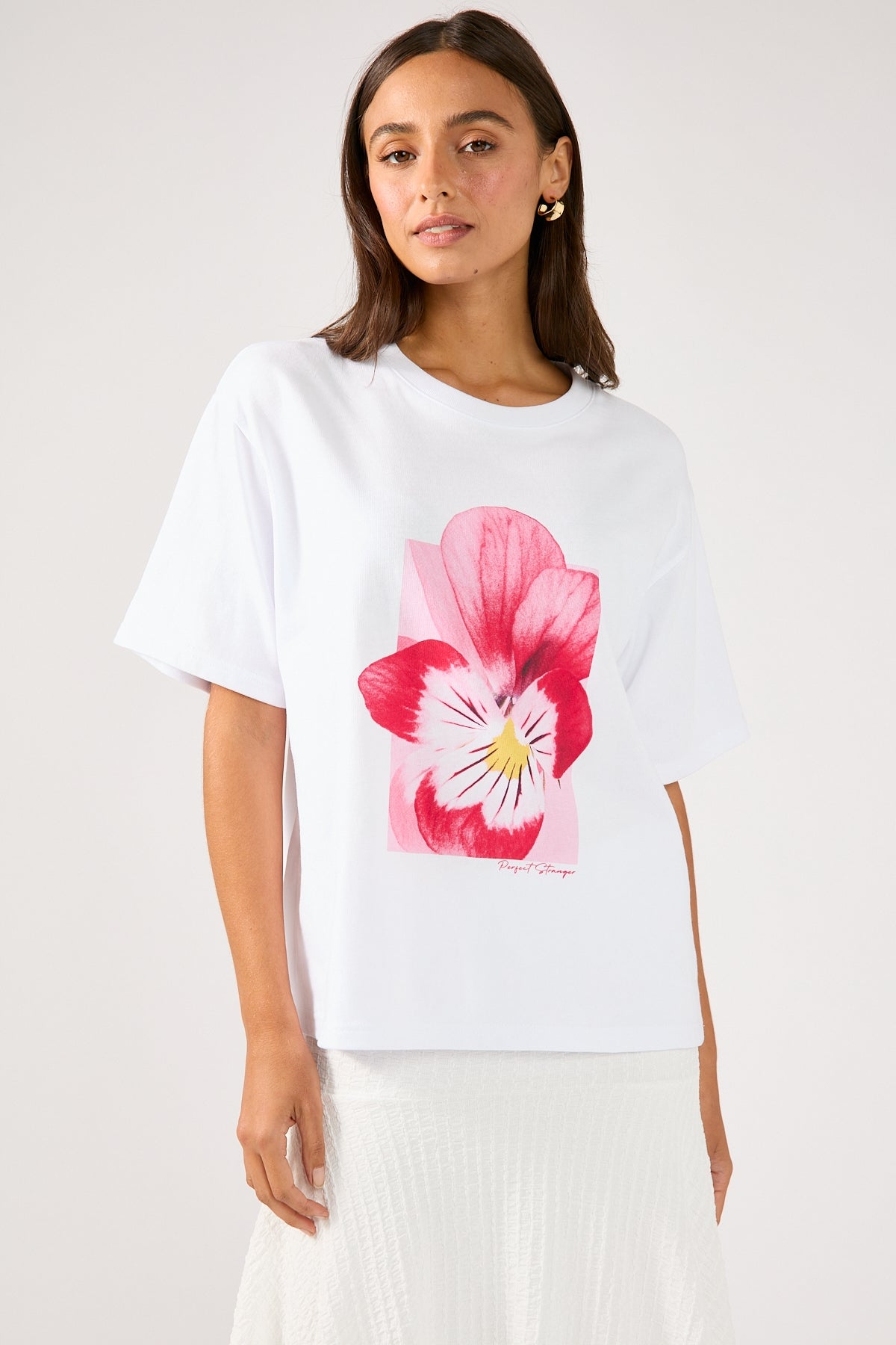 Perfect Stranger Flora Oversized Graphic Tee White