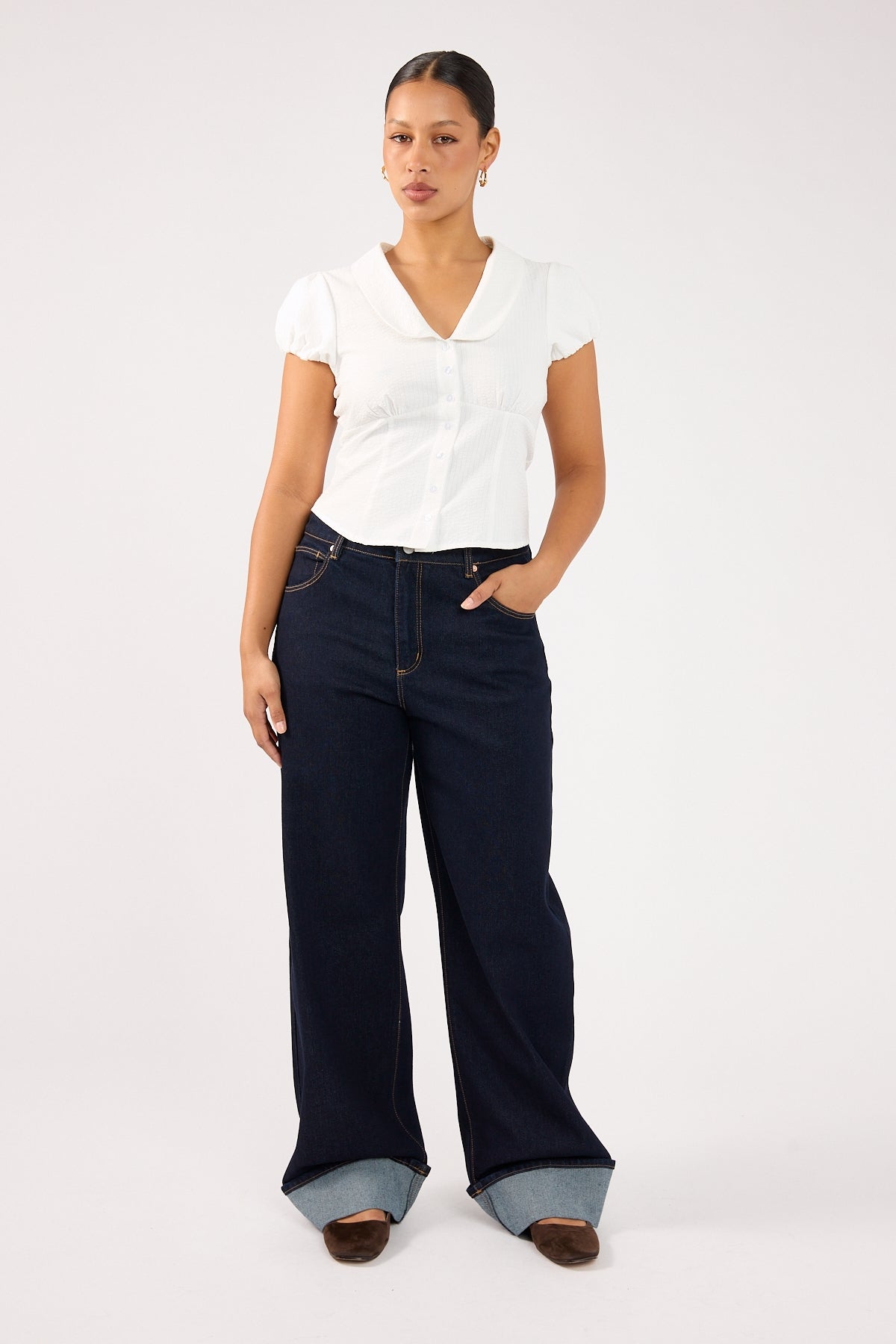 Abrand 95 Mid Baggy Richie Turn Up Dark Blue Denim