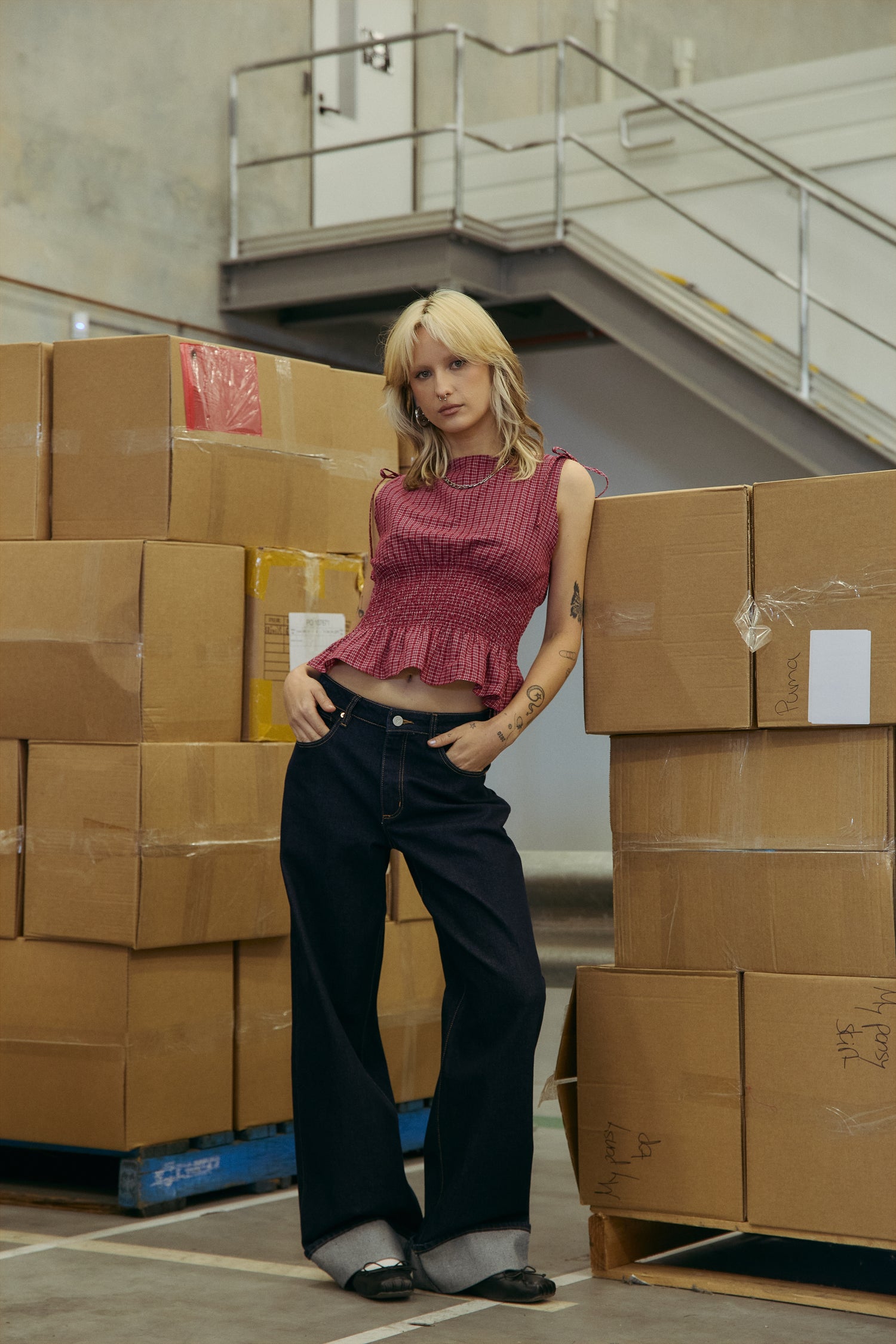 Abrand 95 Mid Baggy Richie Turn Up Dark Blue Denim