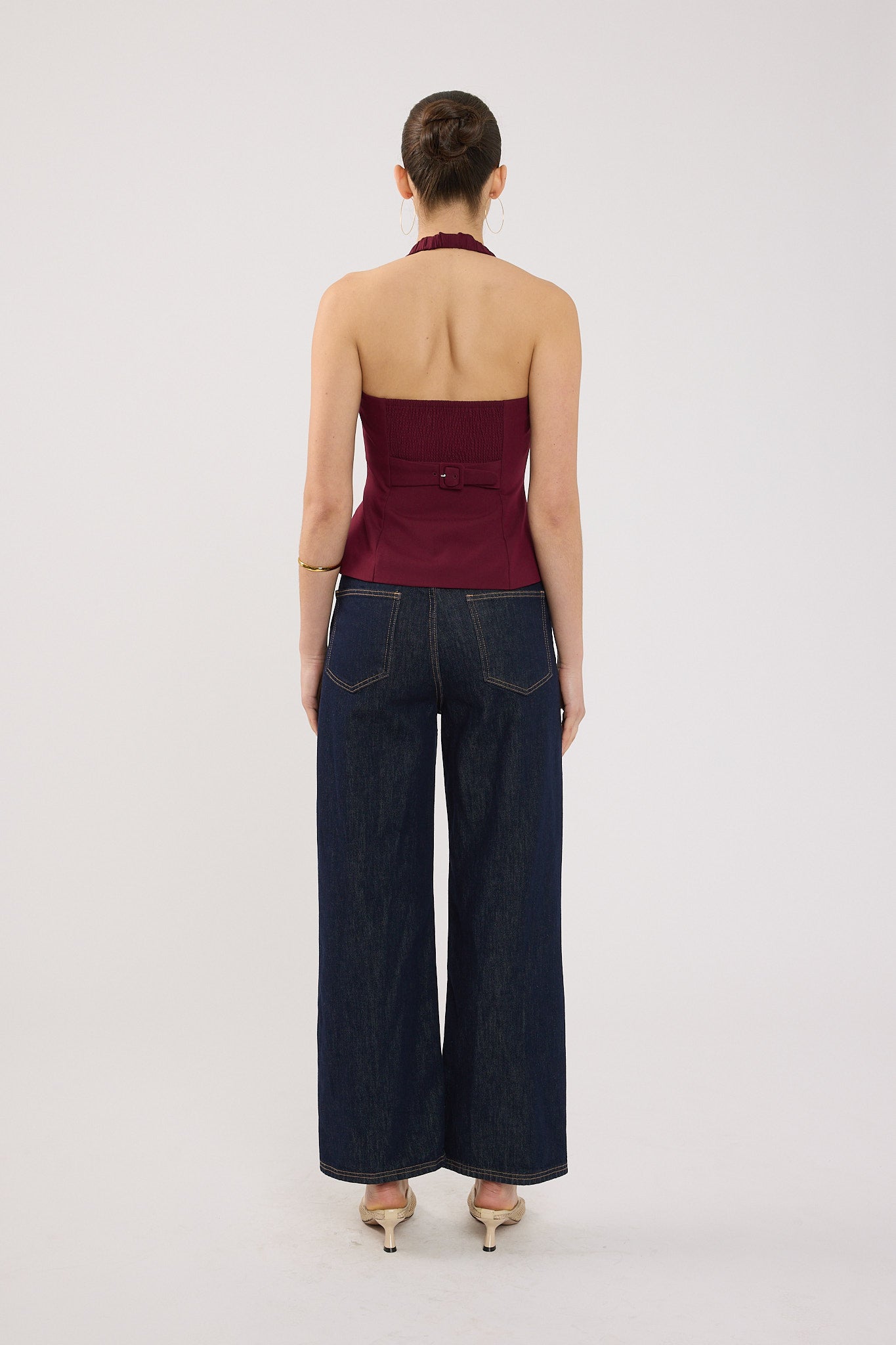 Perfect Stranger Luca Halter Tailored Vest Burgundy