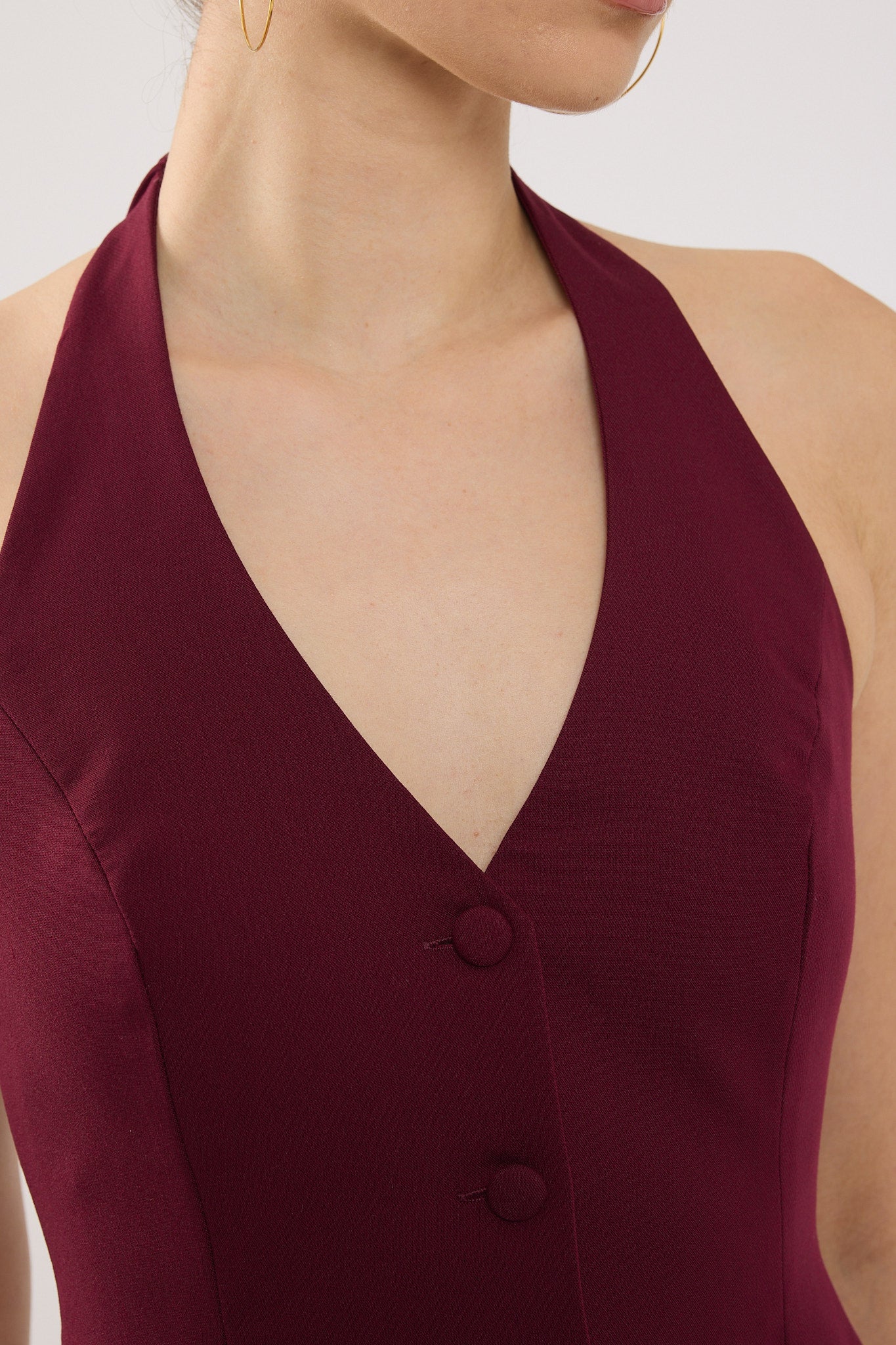 Perfect Stranger Luca Halter Tailored Vest Burgundy