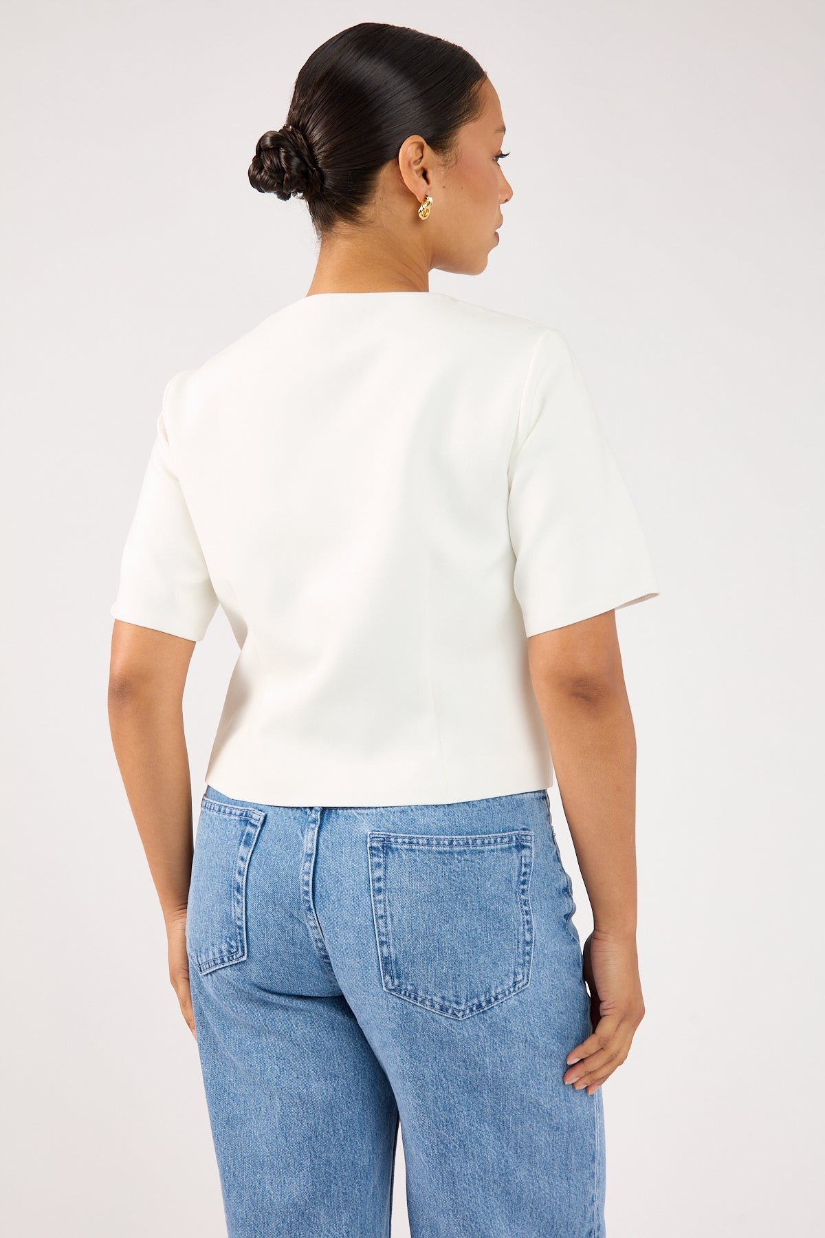 Perfect Stranger Luca Short Sleeve Suiting Top Off White