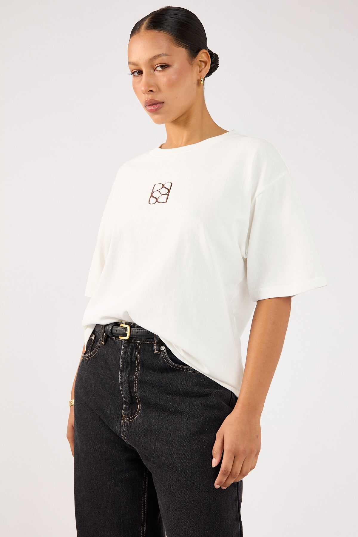Perfect Stranger Monogram Oversized Tee White
