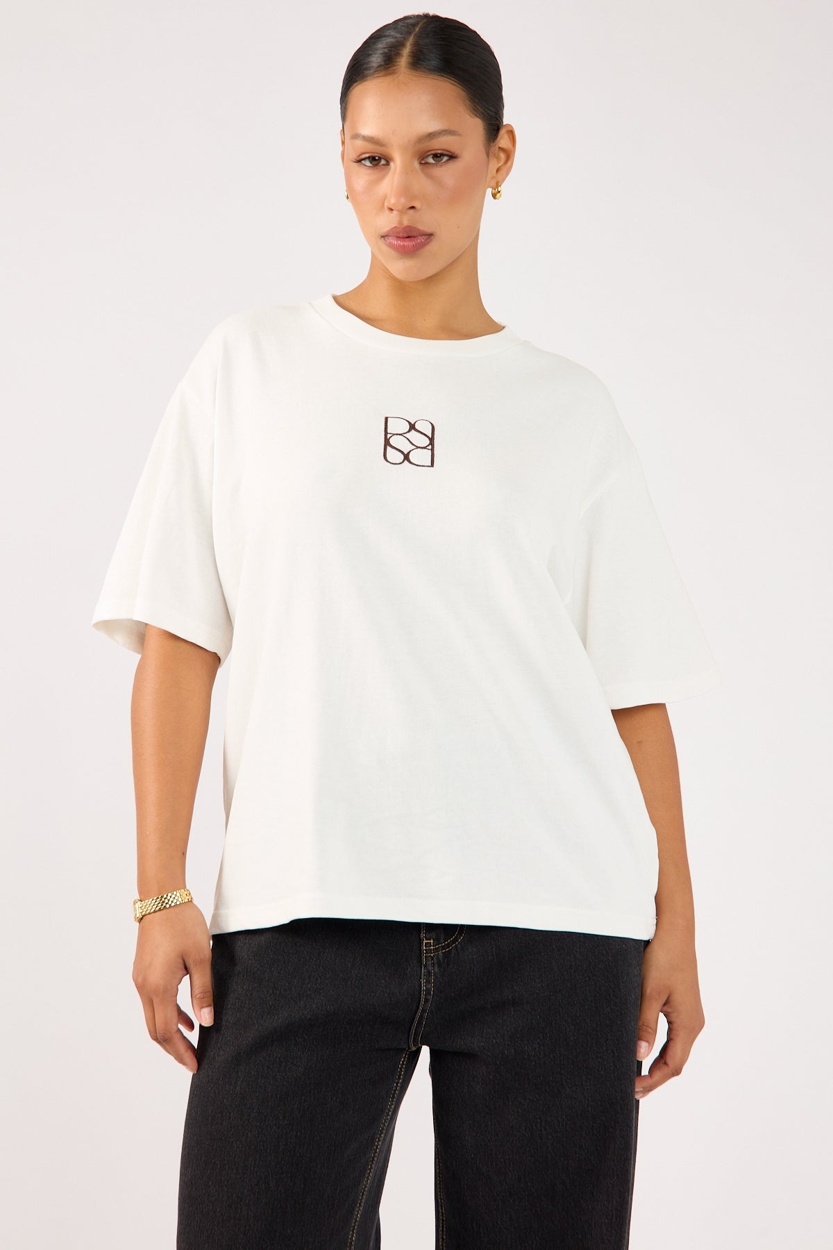 Perfect Stranger Monogram Oversized Tee White