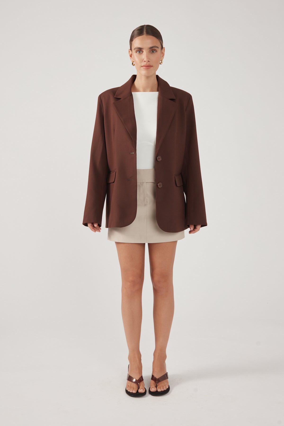 Perfect Stranger Luca Oversized Blazer Chocolate