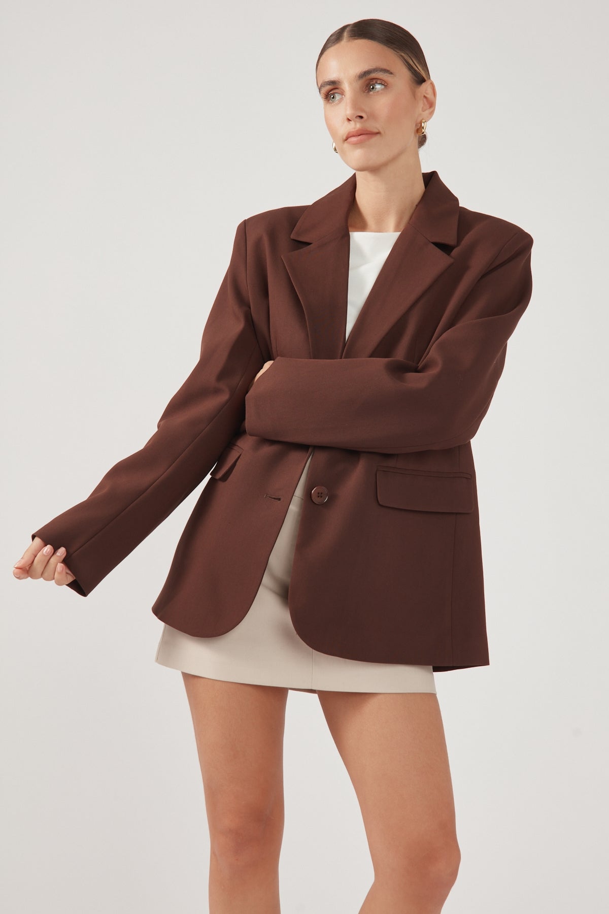 Perfect Stranger Luca Oversized Blazer Chocolate