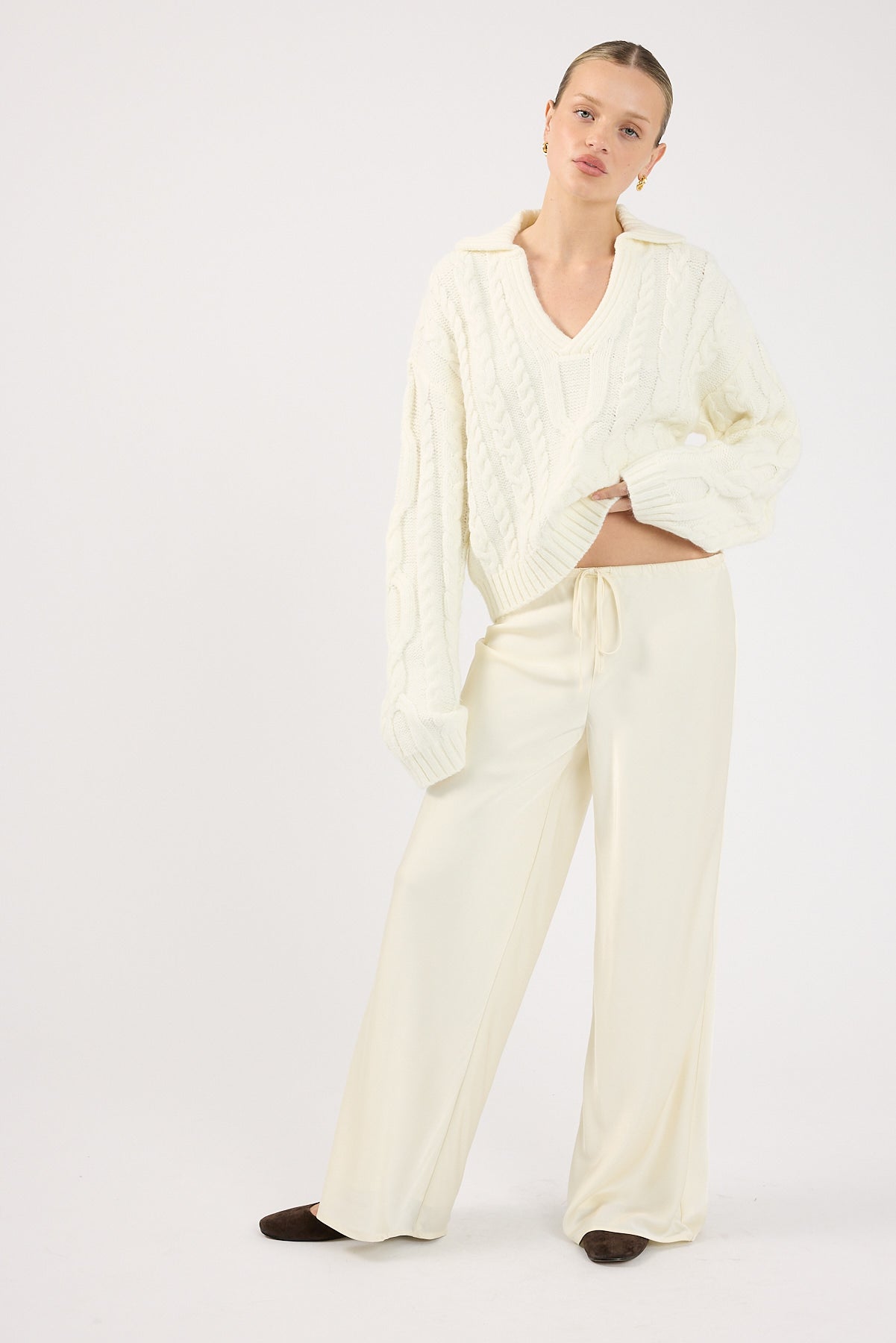 Perfect Stranger Cohen Cable Knit Jumper Cream