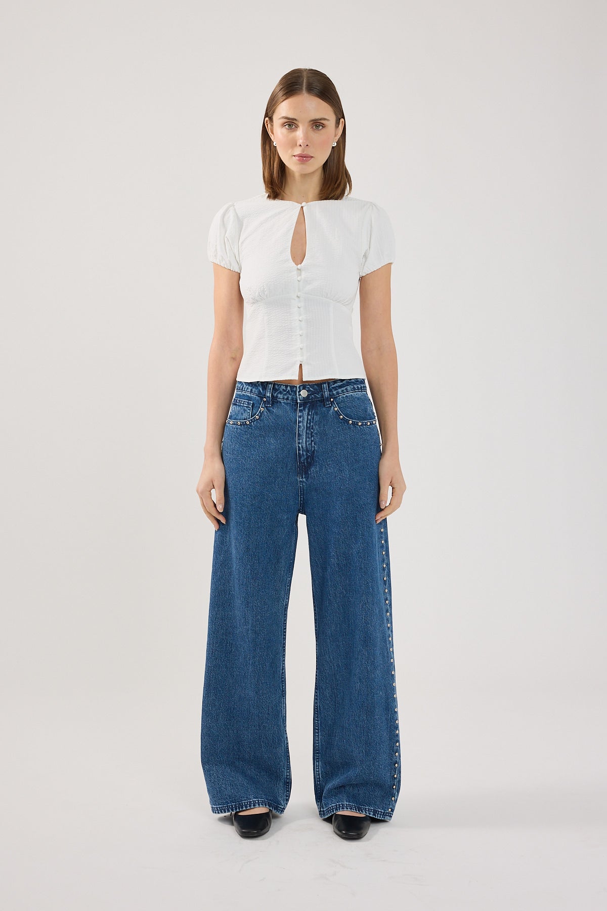 Perfect Stranger Aurora Keyhole Top White