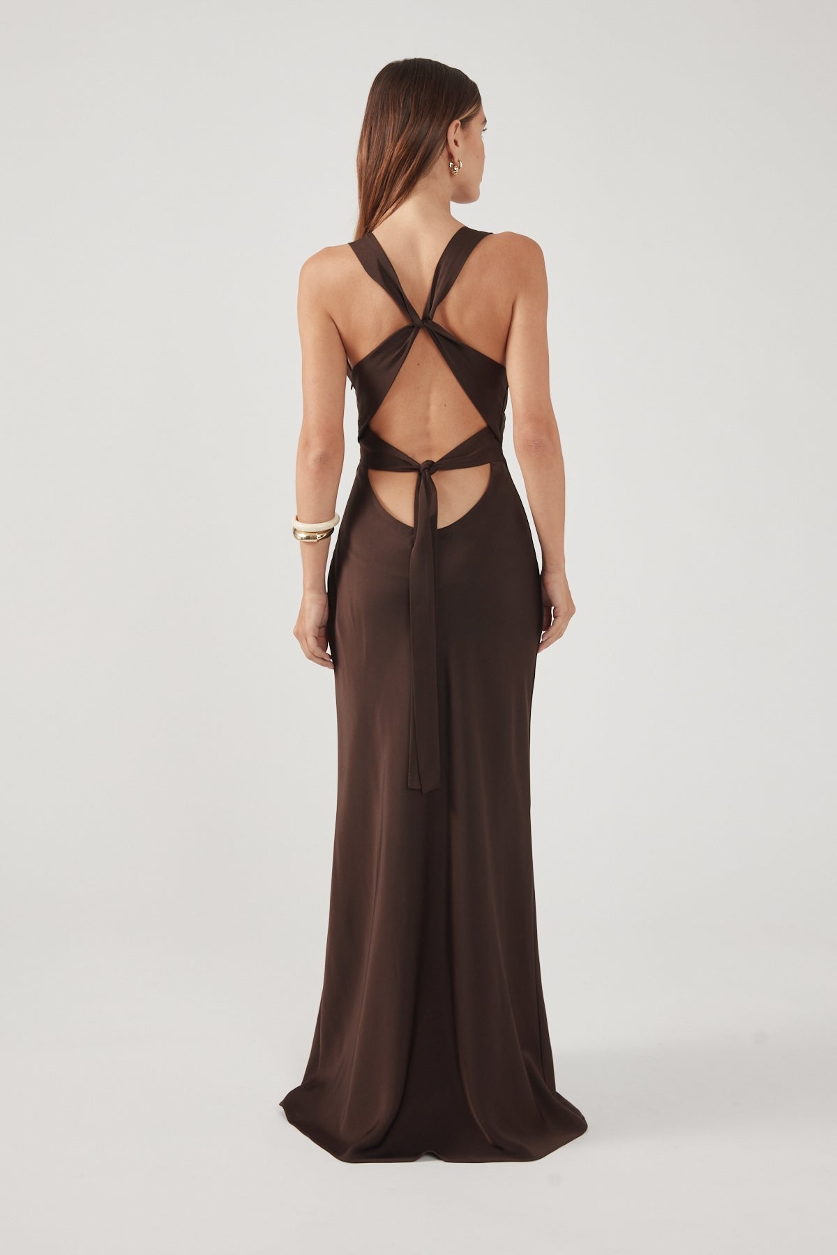 Perfect Stranger Ellie Twist Front Maxi Dress Brown
