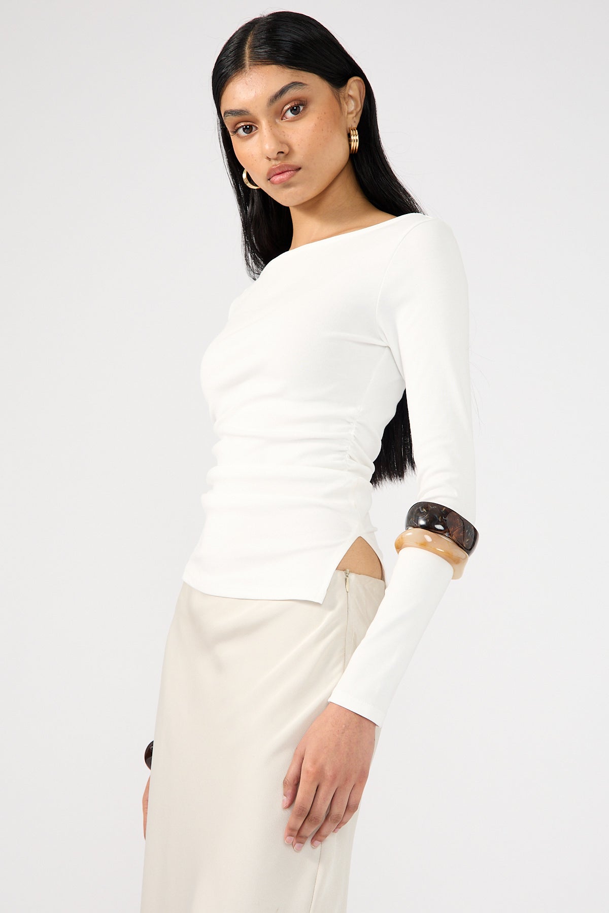 Perfect Stranger Alec Long Sleeve Top White