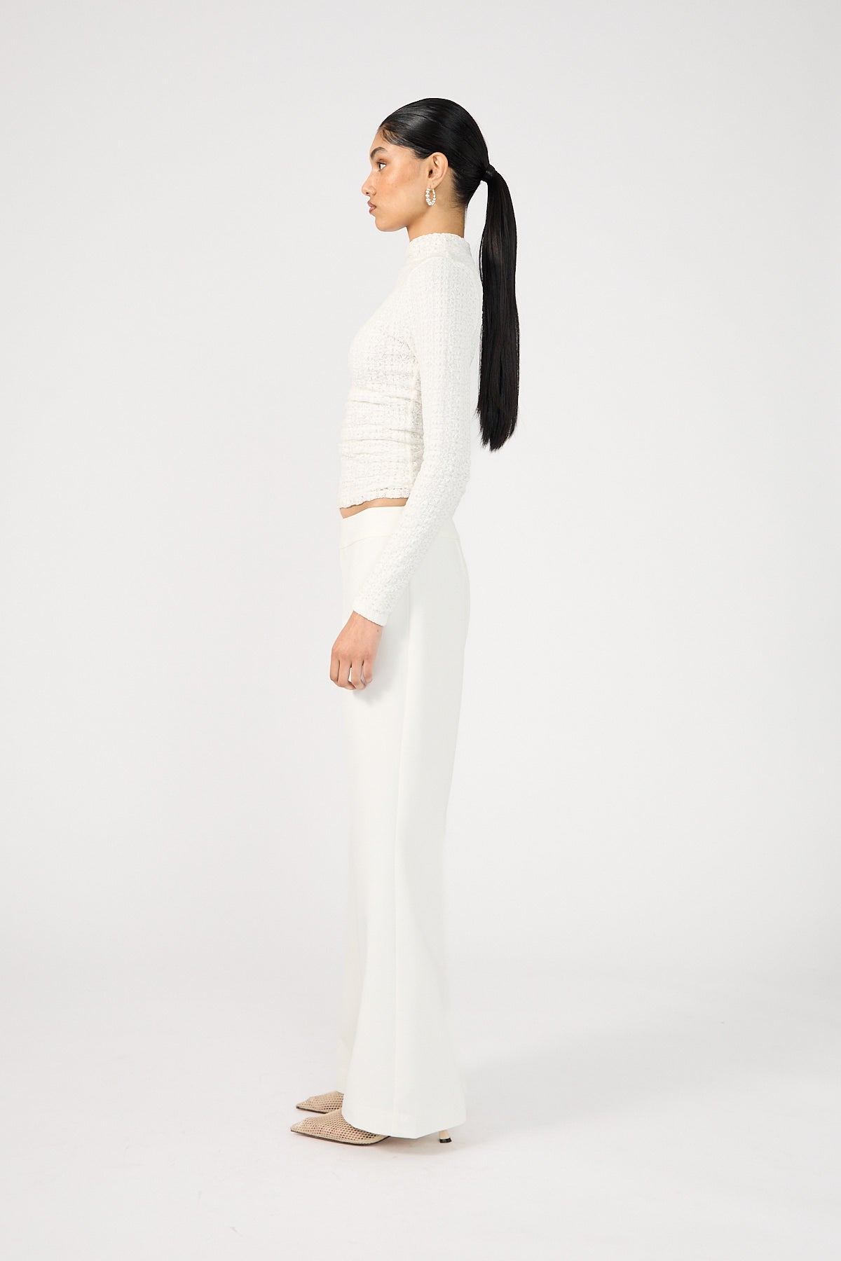 Perfect Stranger Parker Bootleg Low Rise Tailored Pants White