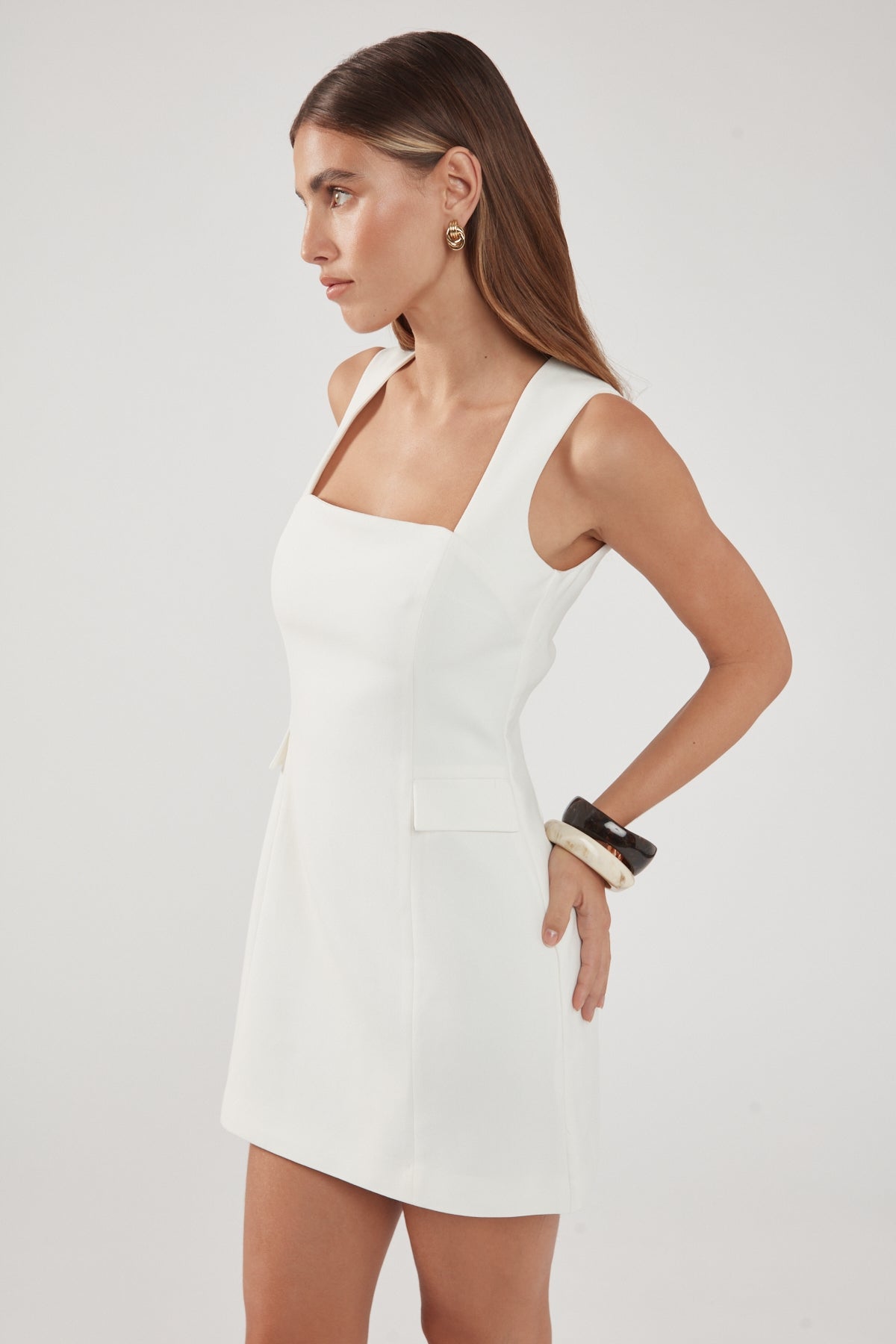 Perfect Stranger Leila Suiting Mini Dress White