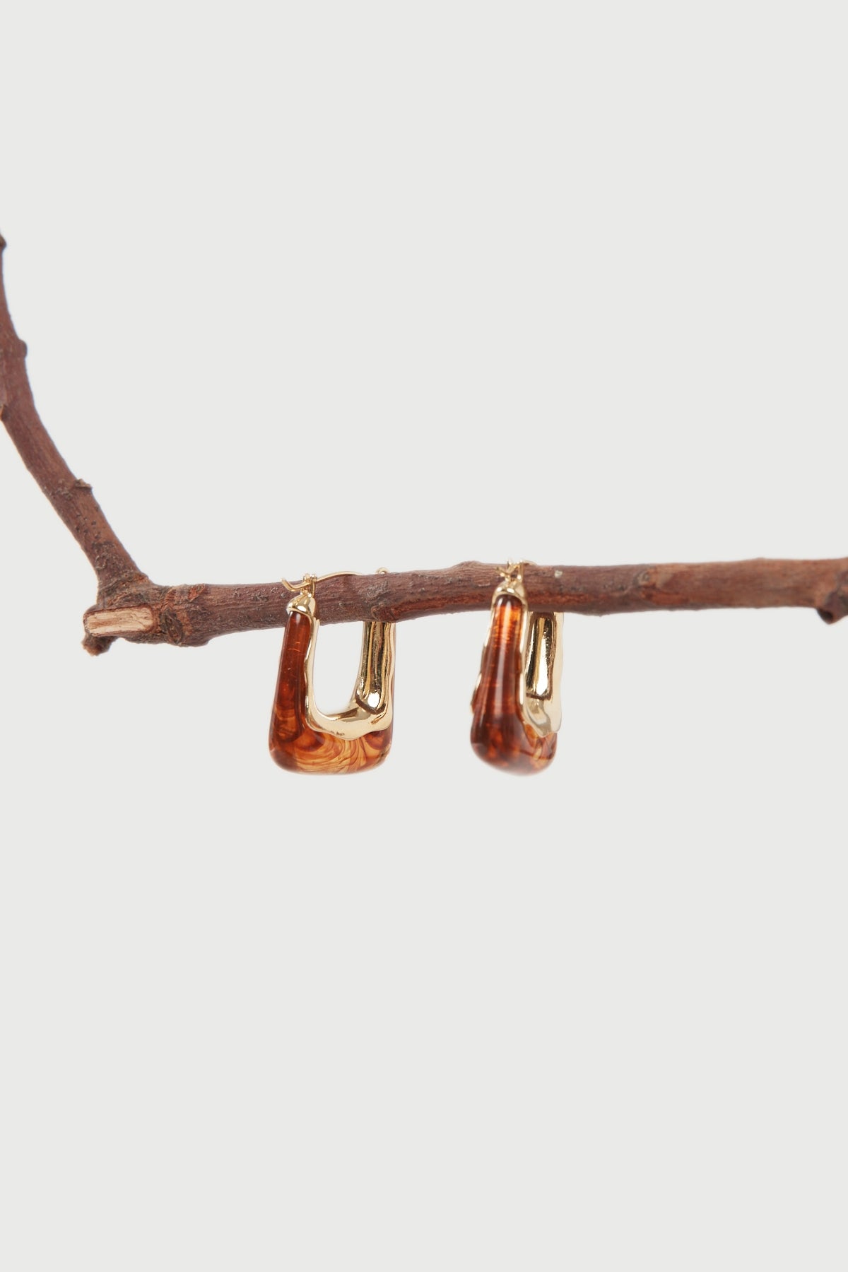 Perfect Stranger Resin Hoop Plated Earrings 18K Gold Plated