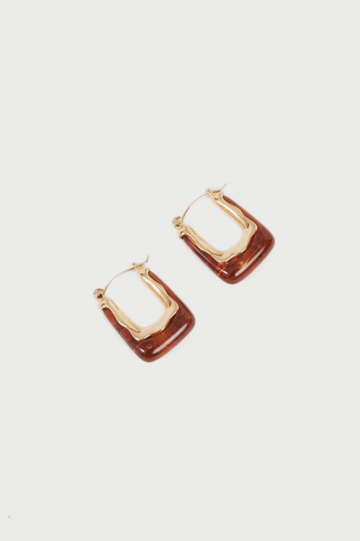 Perfect Stranger Resin Hoop Plated Earrings 18K Gold Plated