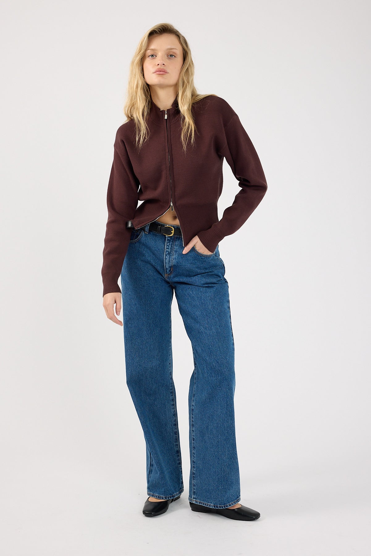 Perfect Stranger Rana Zip Up Cardigan Bitter Chocolate