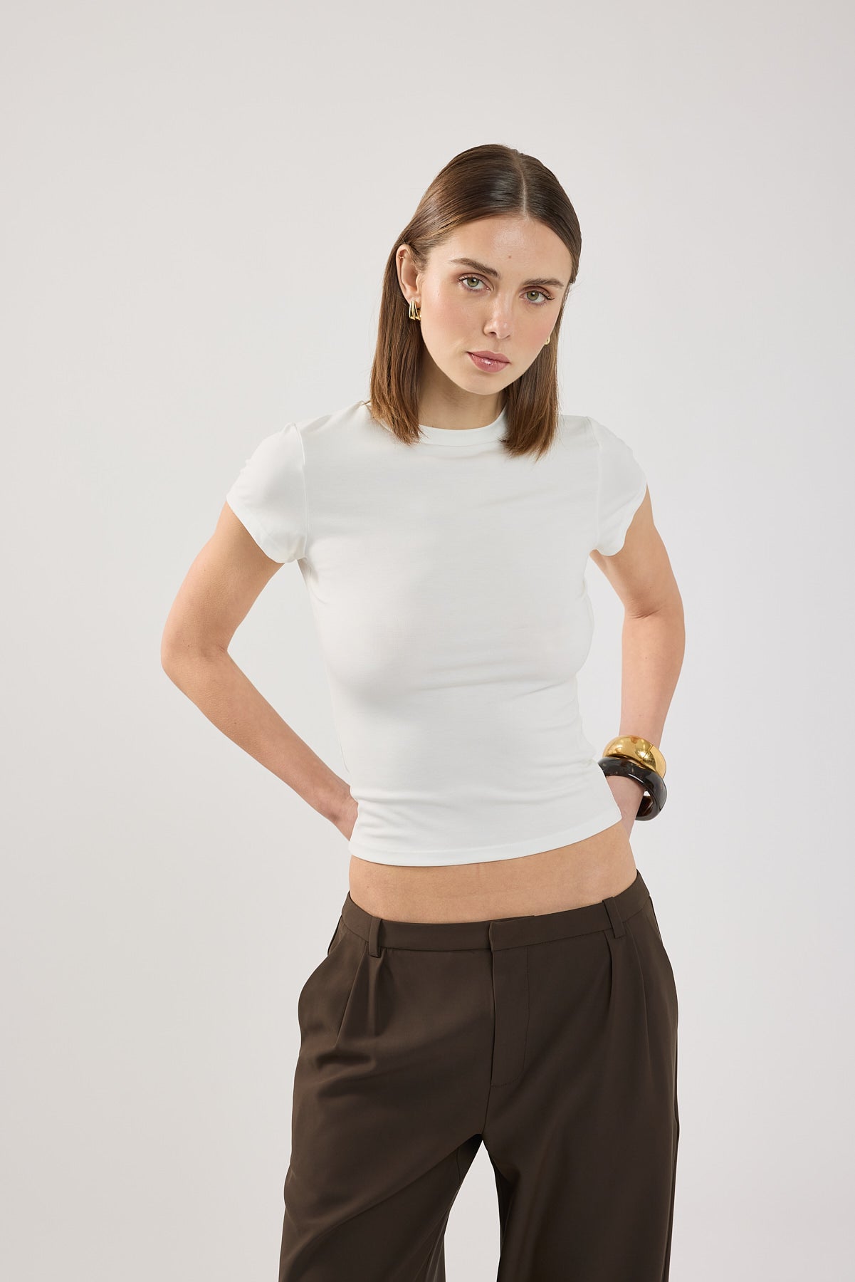 Perfect Stranger Longline Cap Sleeve Tee white