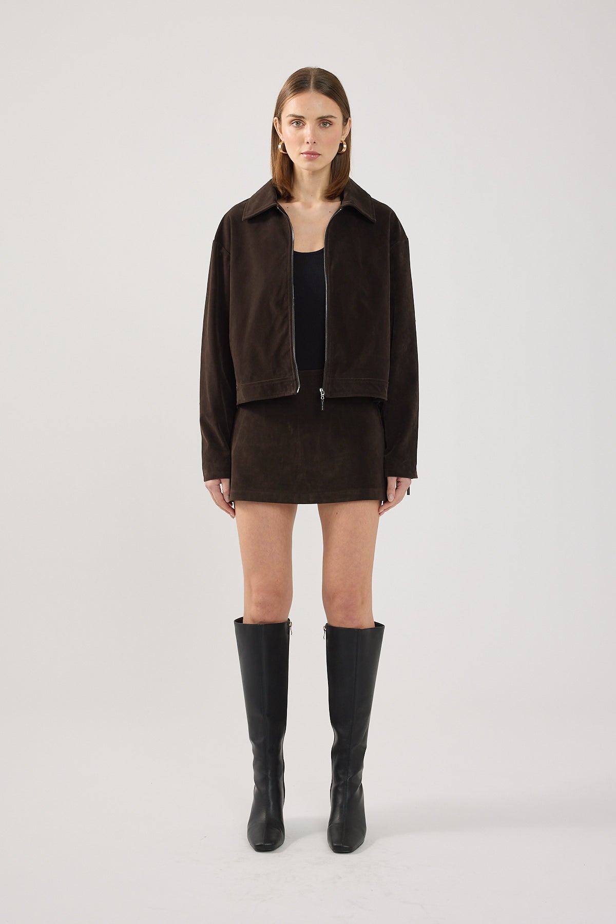 Perfect Stranger Kandice Suede Skort Brown