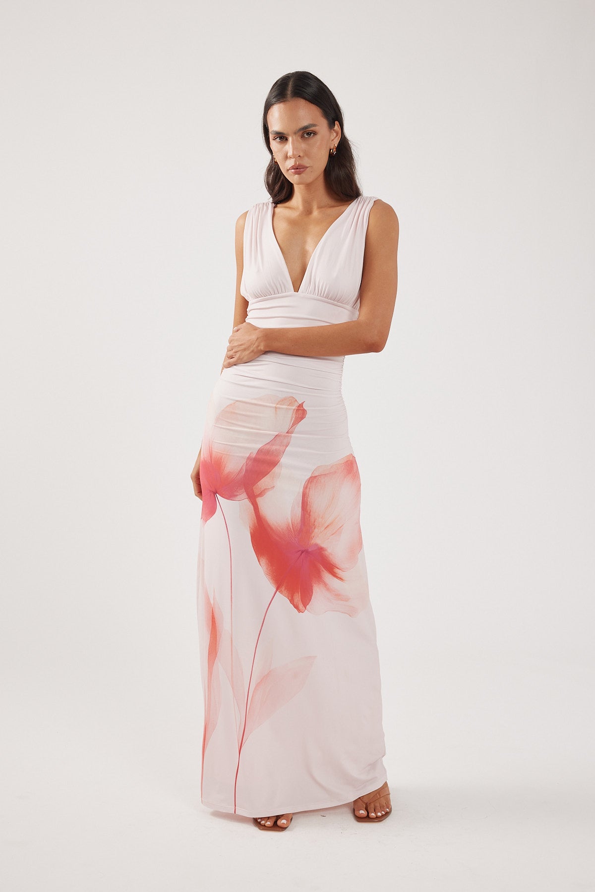 Perfect Stranger Cassia Flower Maxi Dress Pink Print