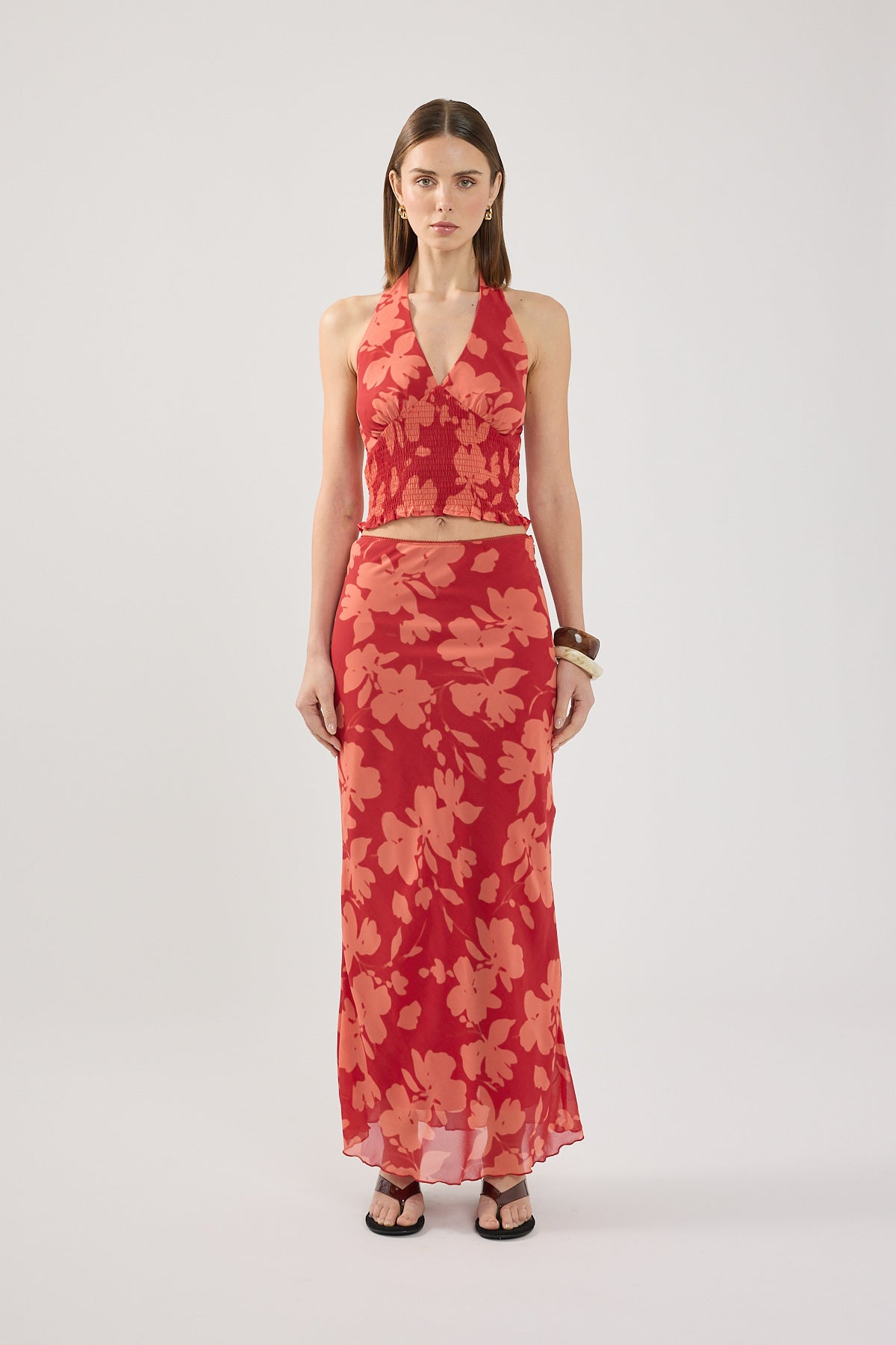 Perfect Stranger Zinna Maxi Skirt Red Print